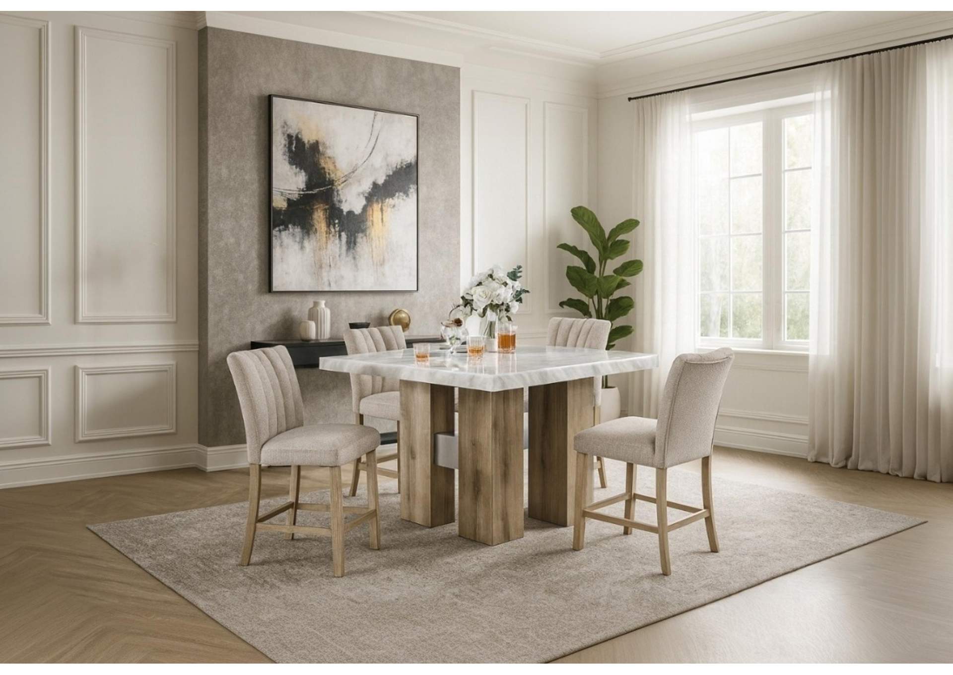 D04 NATURAL BAR TABLE + D8685 BEIGE - NAT BAR STOOL image 1