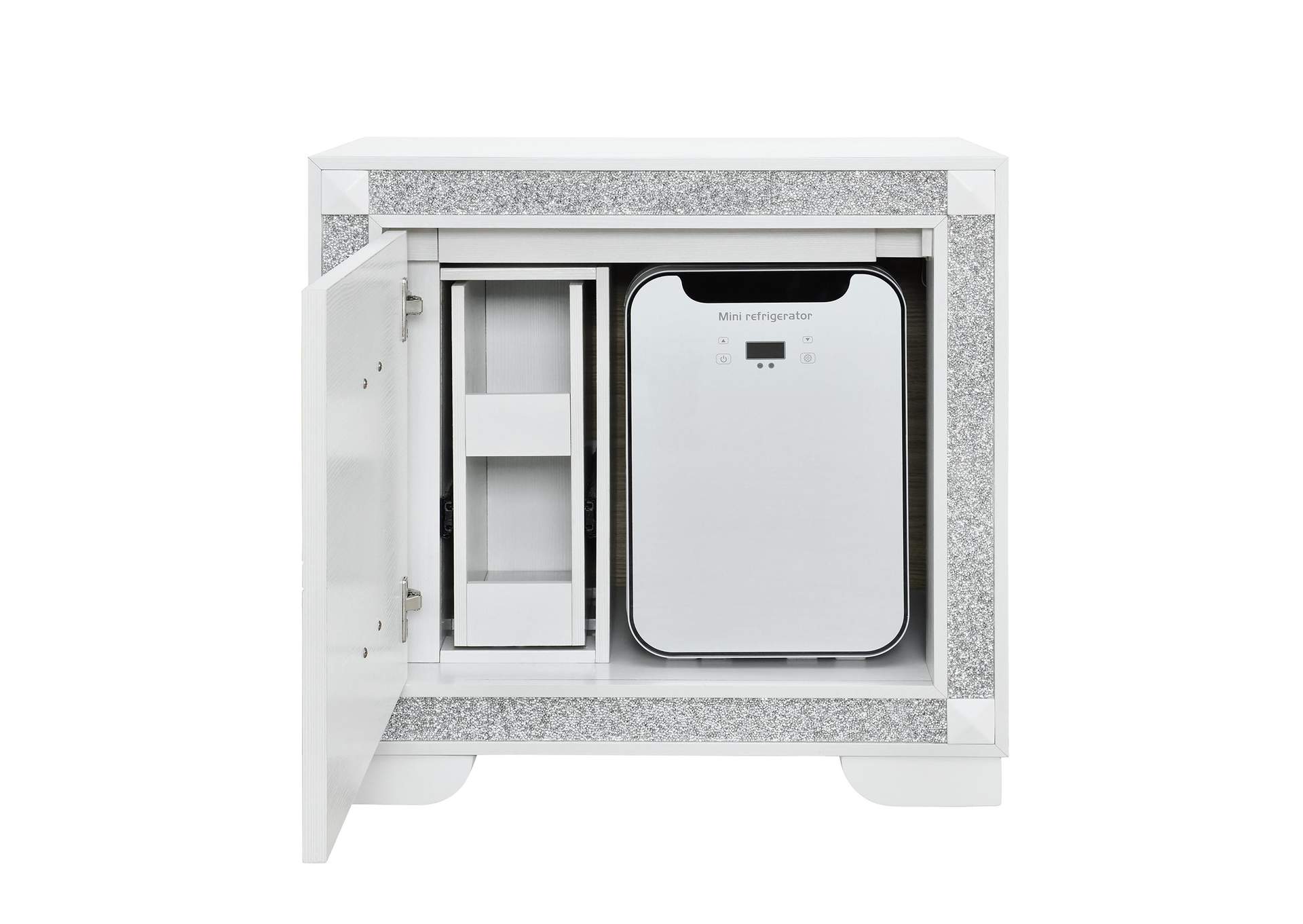 SOLEIL WHITE NIGHTSTAND WITH COOLER AND SPEAKER image 1