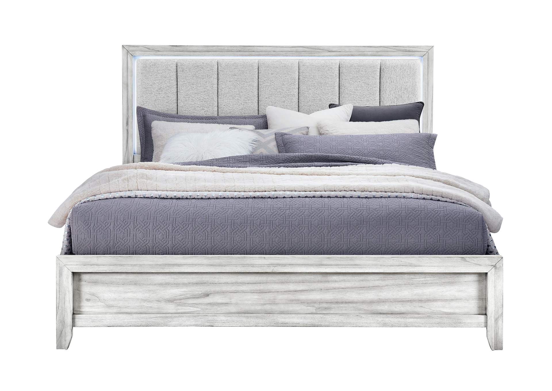 ELSIE GREY KING BED WITH LED image 1
