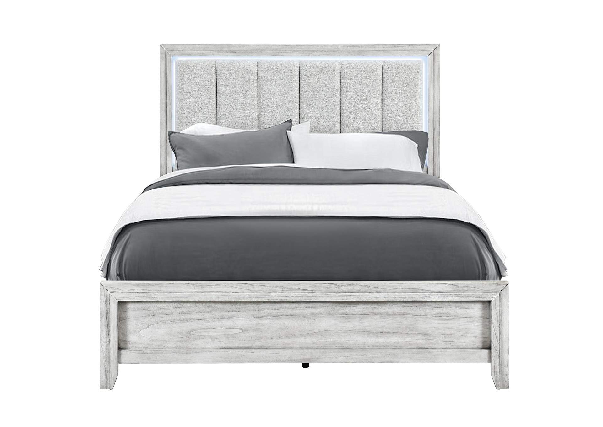 ELSIE GREY QUEEN BED WITH LED image 1