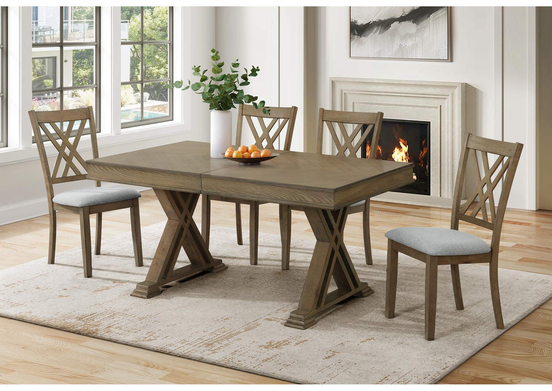 D2974 EXTENSION DINING TABLE WITH 4 D2974 GREY DINING CHAIRS image 1