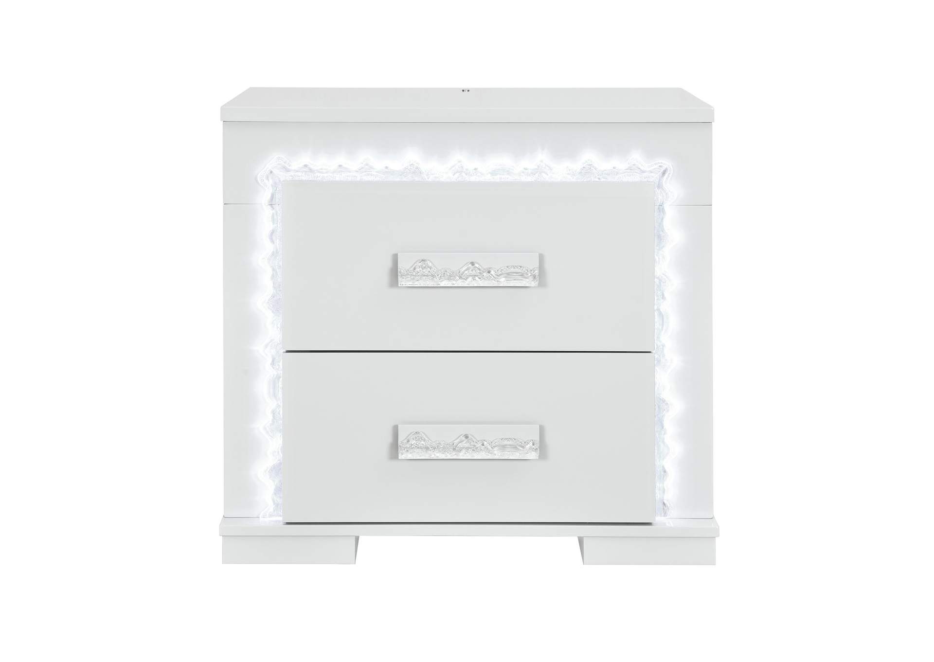 Naomi Silver Marble Nightstand With Led image 1