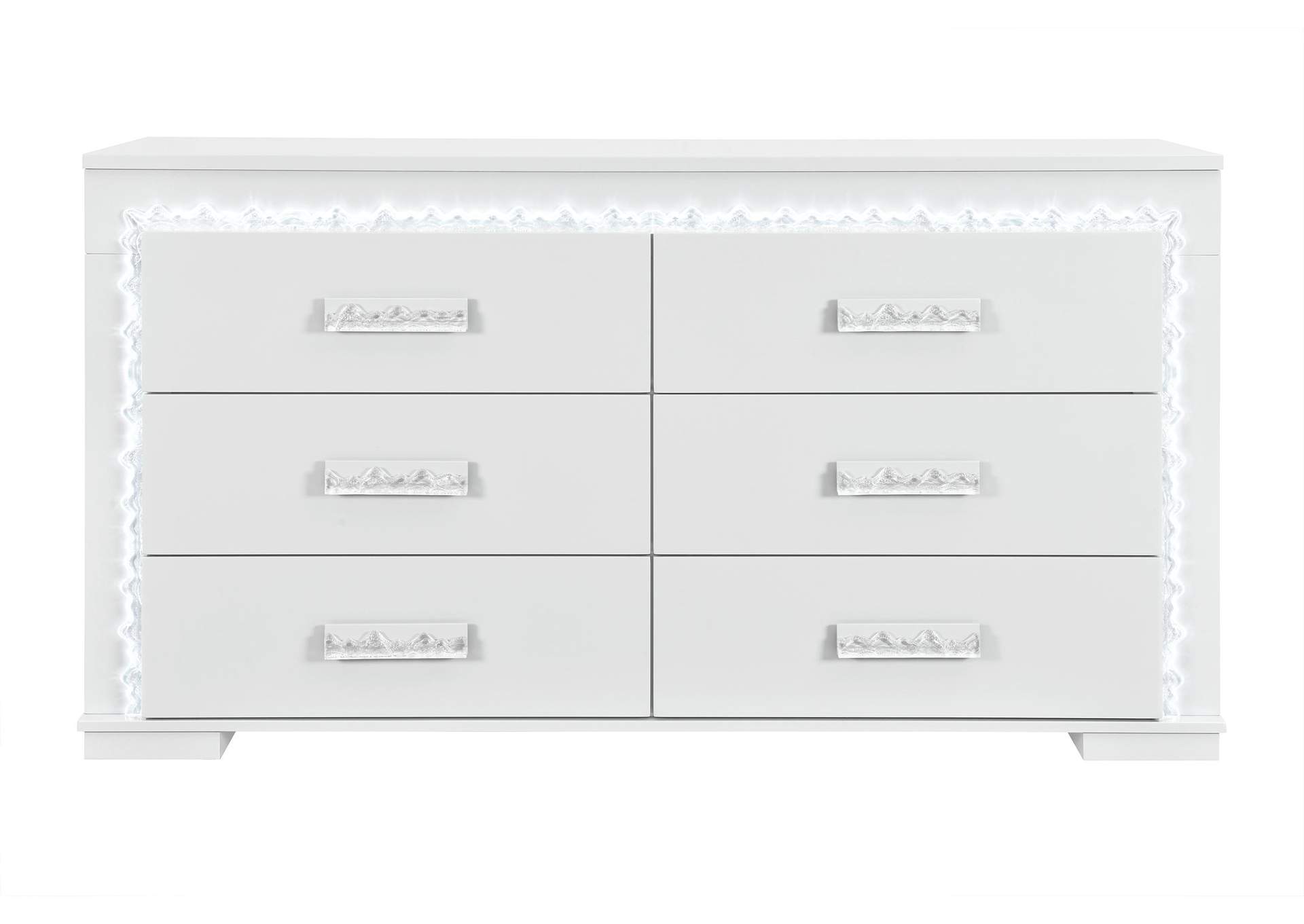 Naomi Silver Marble Dresser With Led image 1