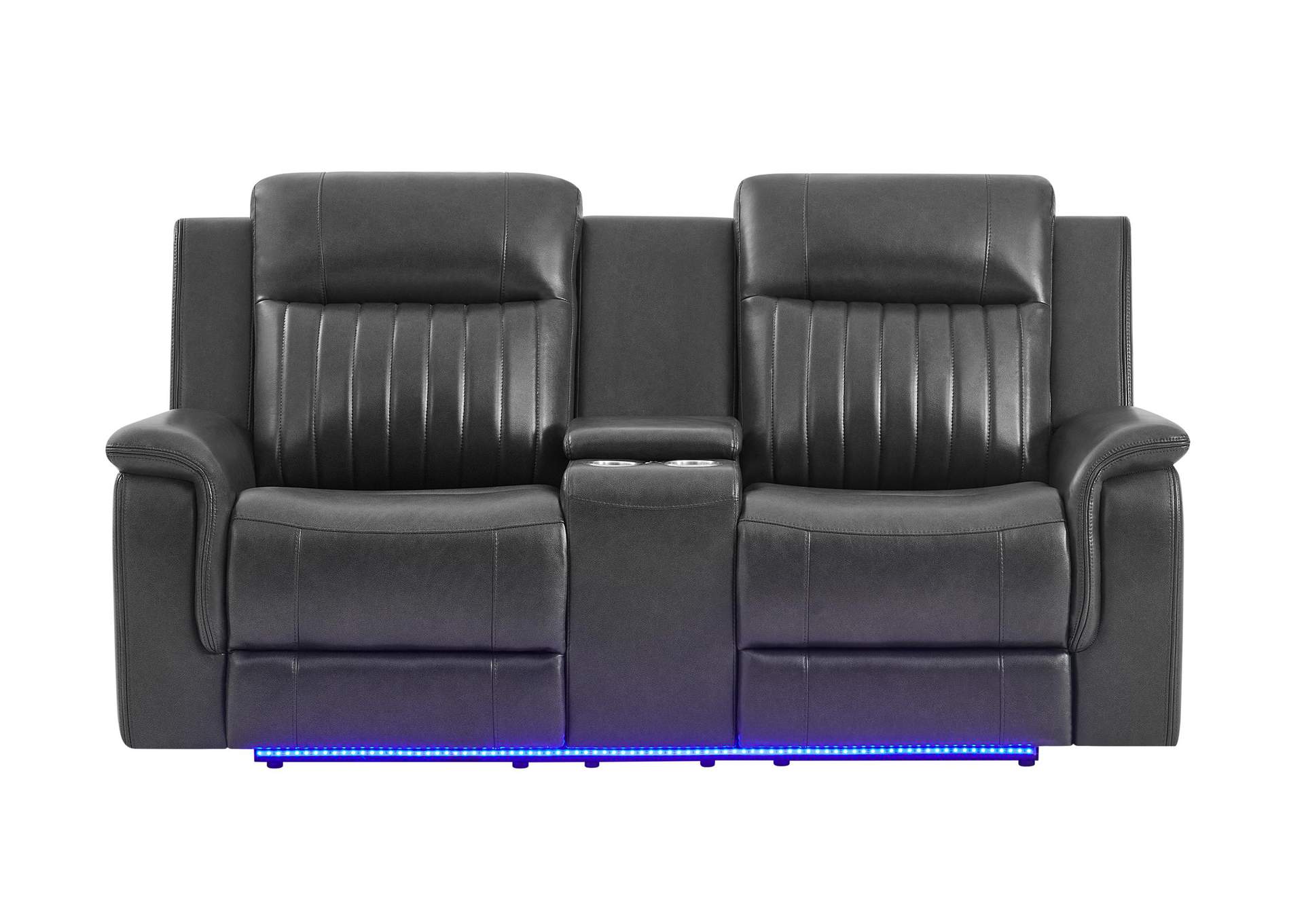 U8879 BLANCHE CHARCOAL POWER CON REC LOVESEAT W - LED, GLOBAL SS & SUBWOOFER image 1