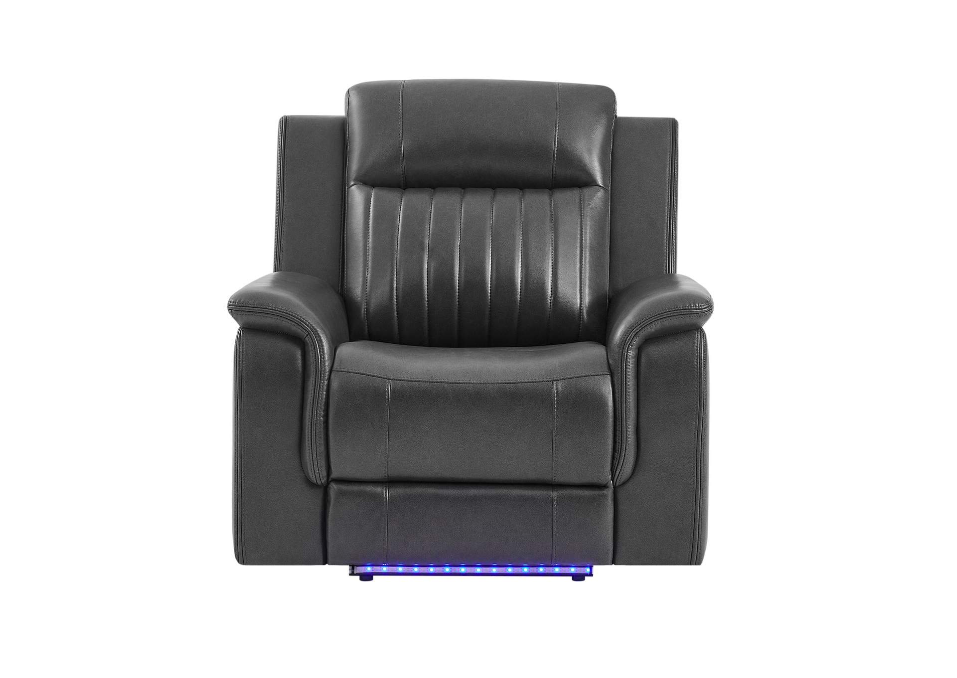 U8879 BLANCHE CHARCOAL WITH BLACK WELT POWER RECLINER WITH LED image 1