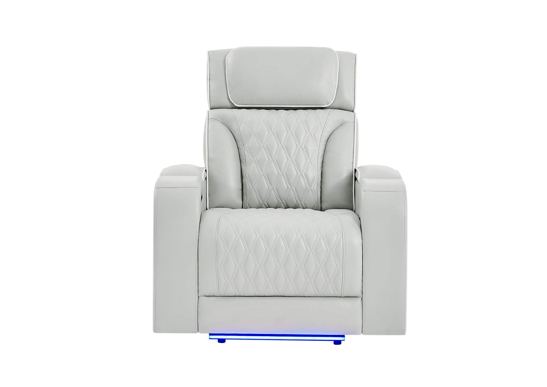U8611 BLANCHE SILVER POWER RECLINER WITH POWER HEADREST AND LED image 1