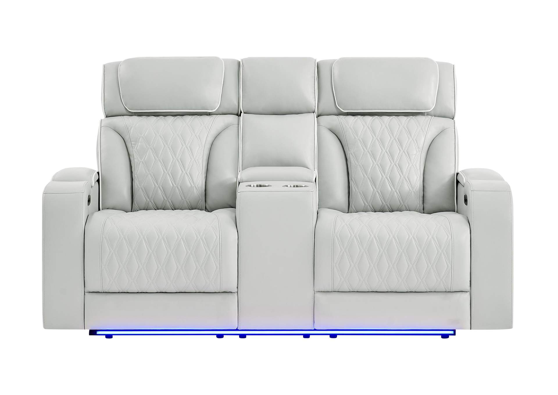 U8611 BLANCHE SILVER POWER CON REC LOVESEAT WITH PHR, LED & SPEAKER image 1