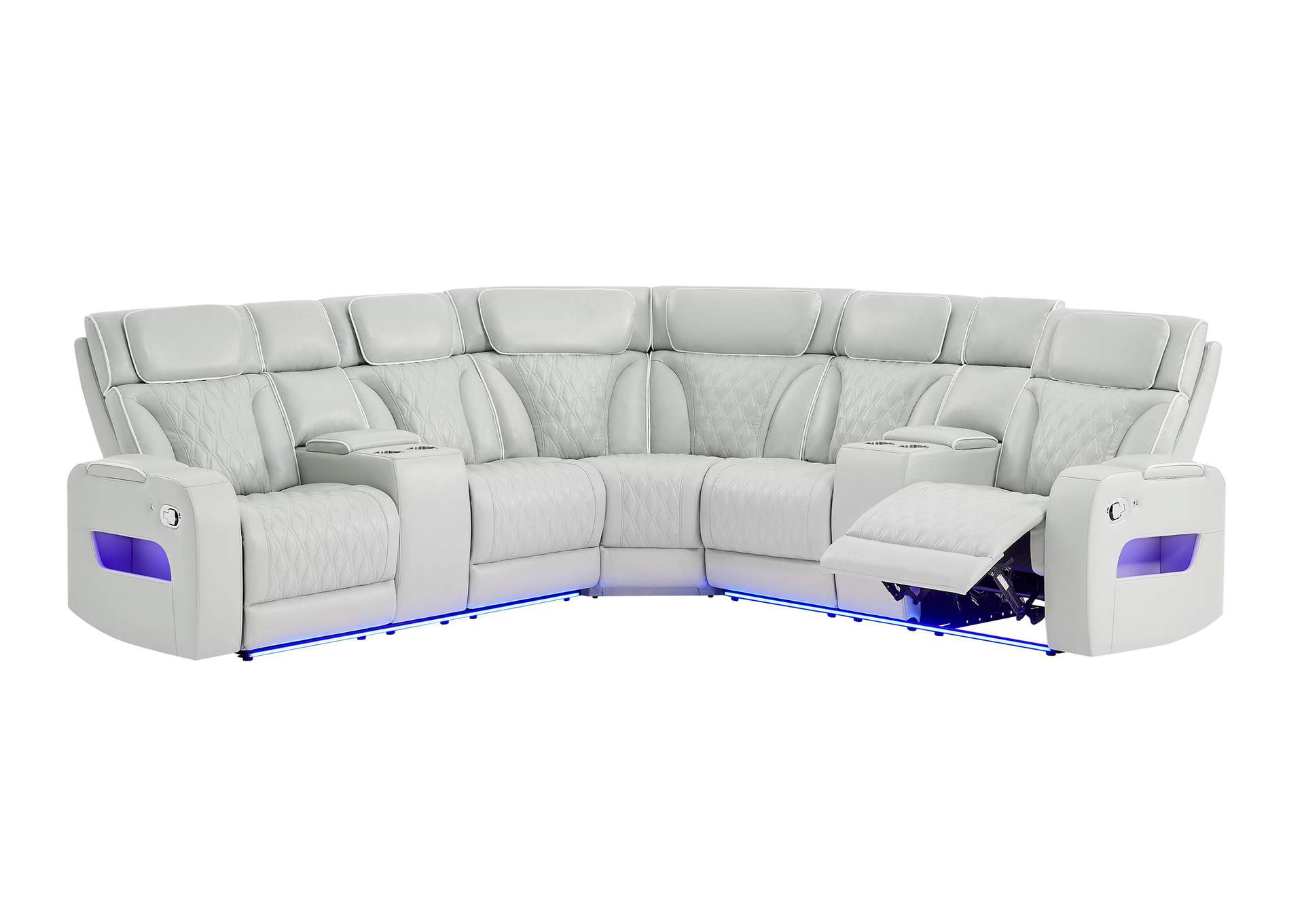 U8611 BLANCHE SILVER SECTIONAL WITH LED image 1