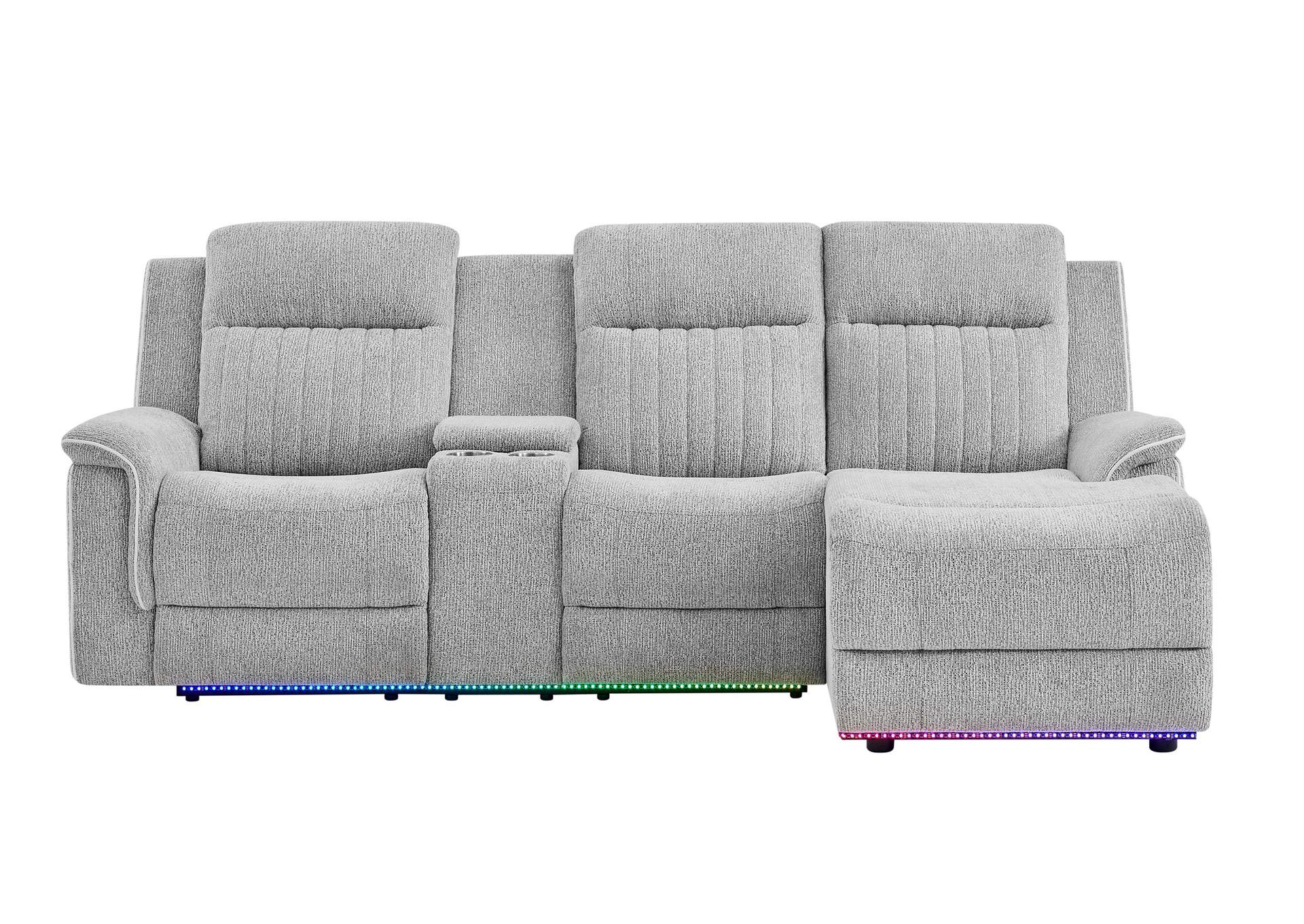 U8879 GREY 1 POWER RIGHT ARM FACING PUSHBACK LONG CHAIR WITH LED image 1