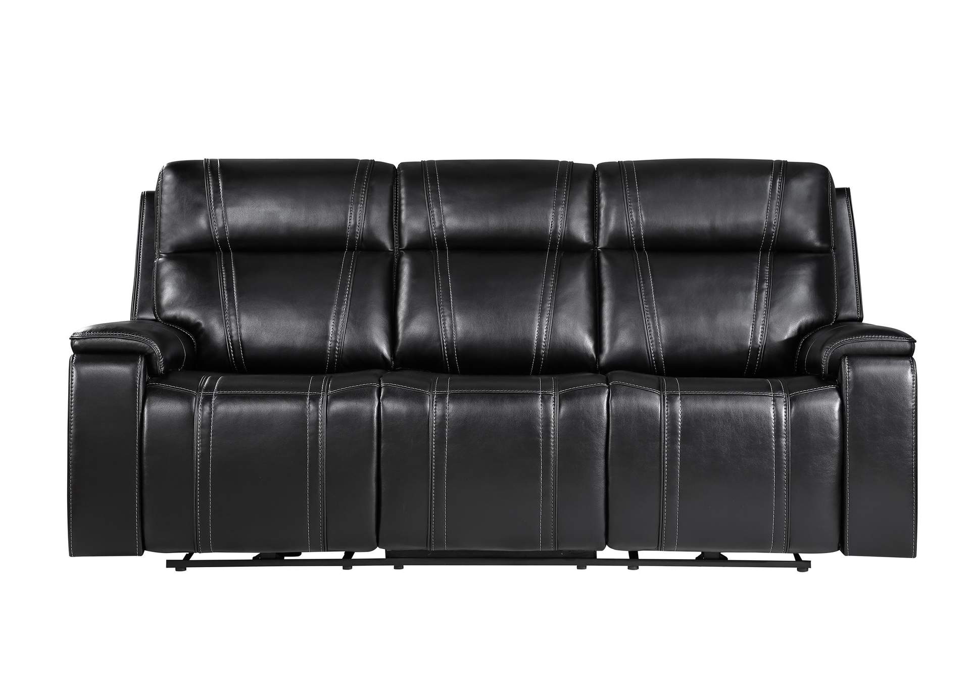 U8880 BLACK LEATHER POWER RECLINING SOFA image 1