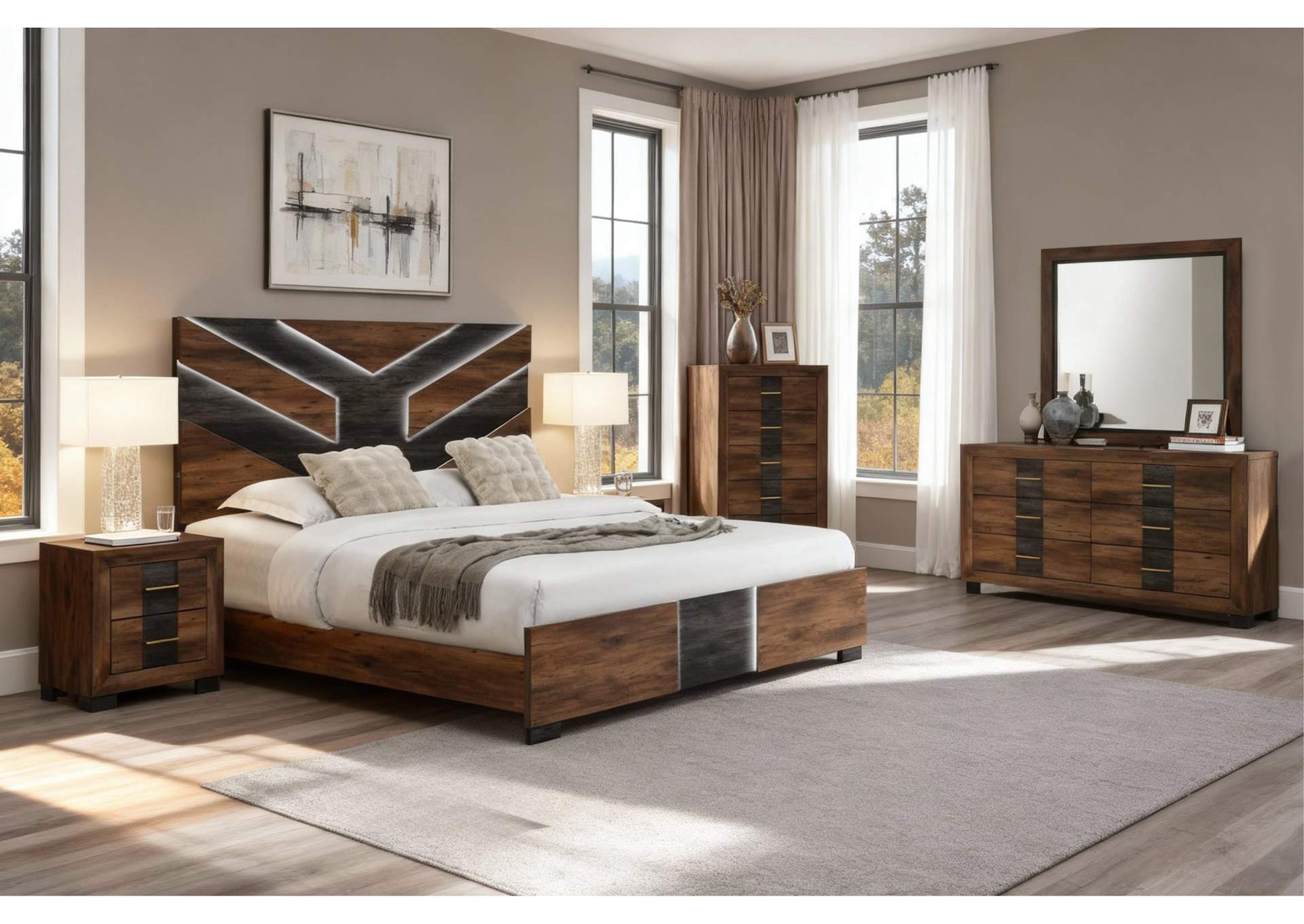 OPTIMUS BROWN - BLACK FULL BED GROUP image 1