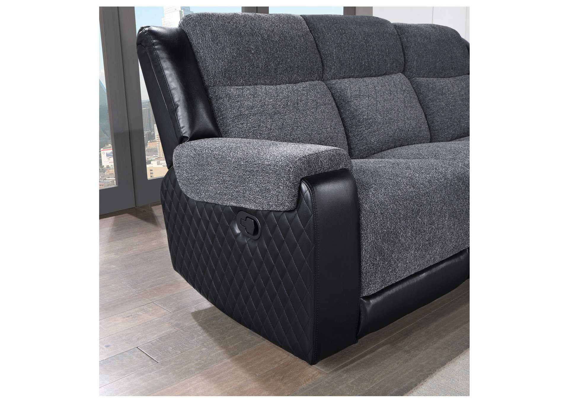 U5914 GREY - BLACK RECLINING SOFA image 3