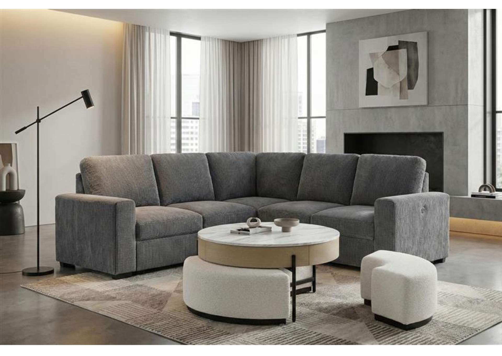 T42 NATURAL COFFEE TABLE WITH 3 STOOLS image 1