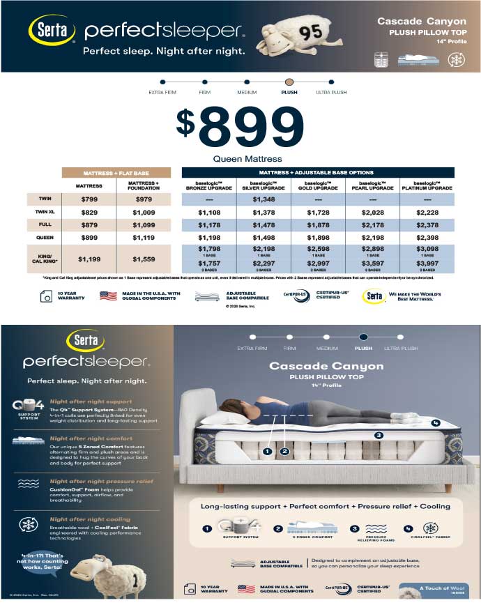 Serta Perfect Sleeper - $899 Queen Mattress