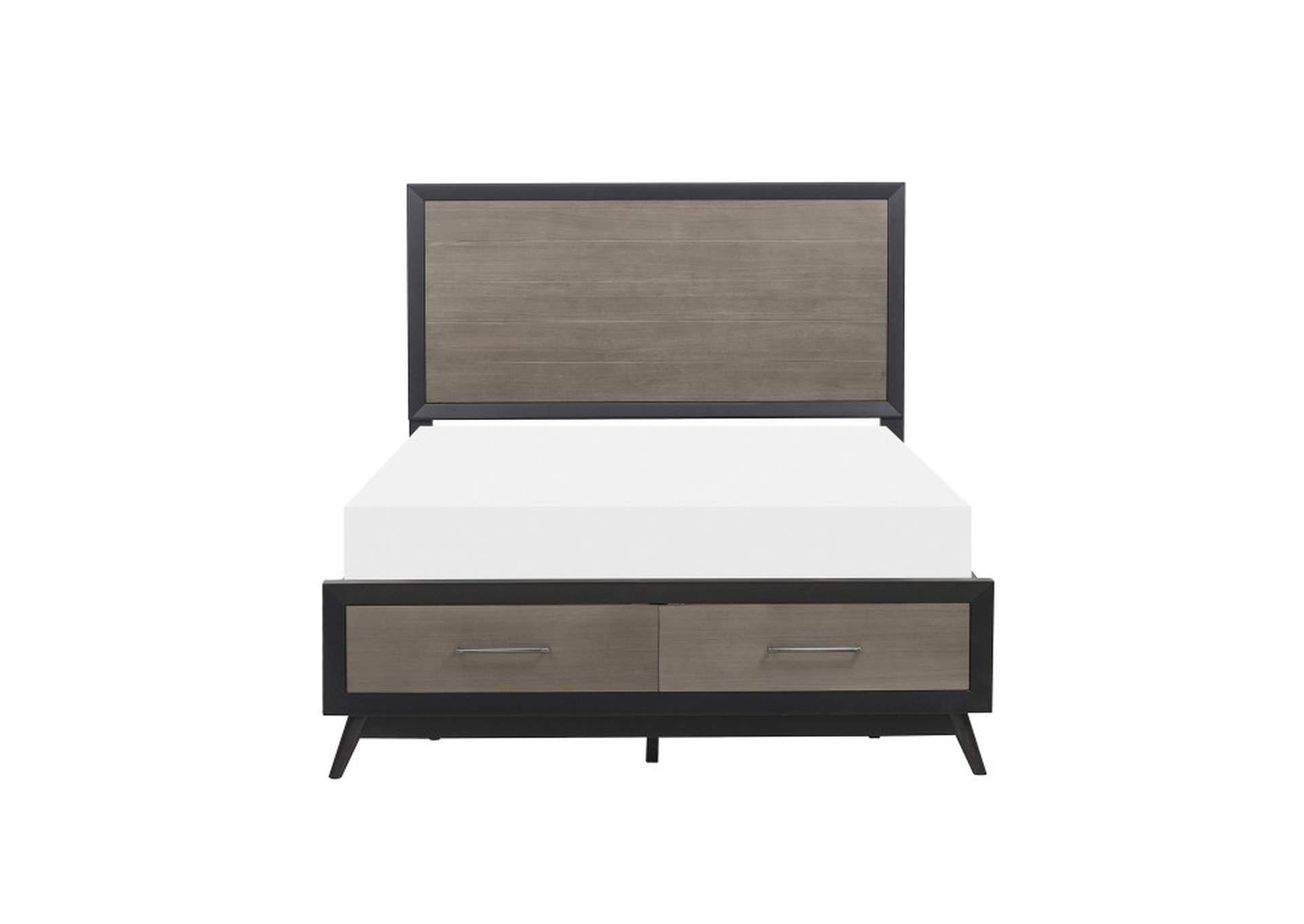 Raku Queen Platform Bed with Footboard Storage image 1