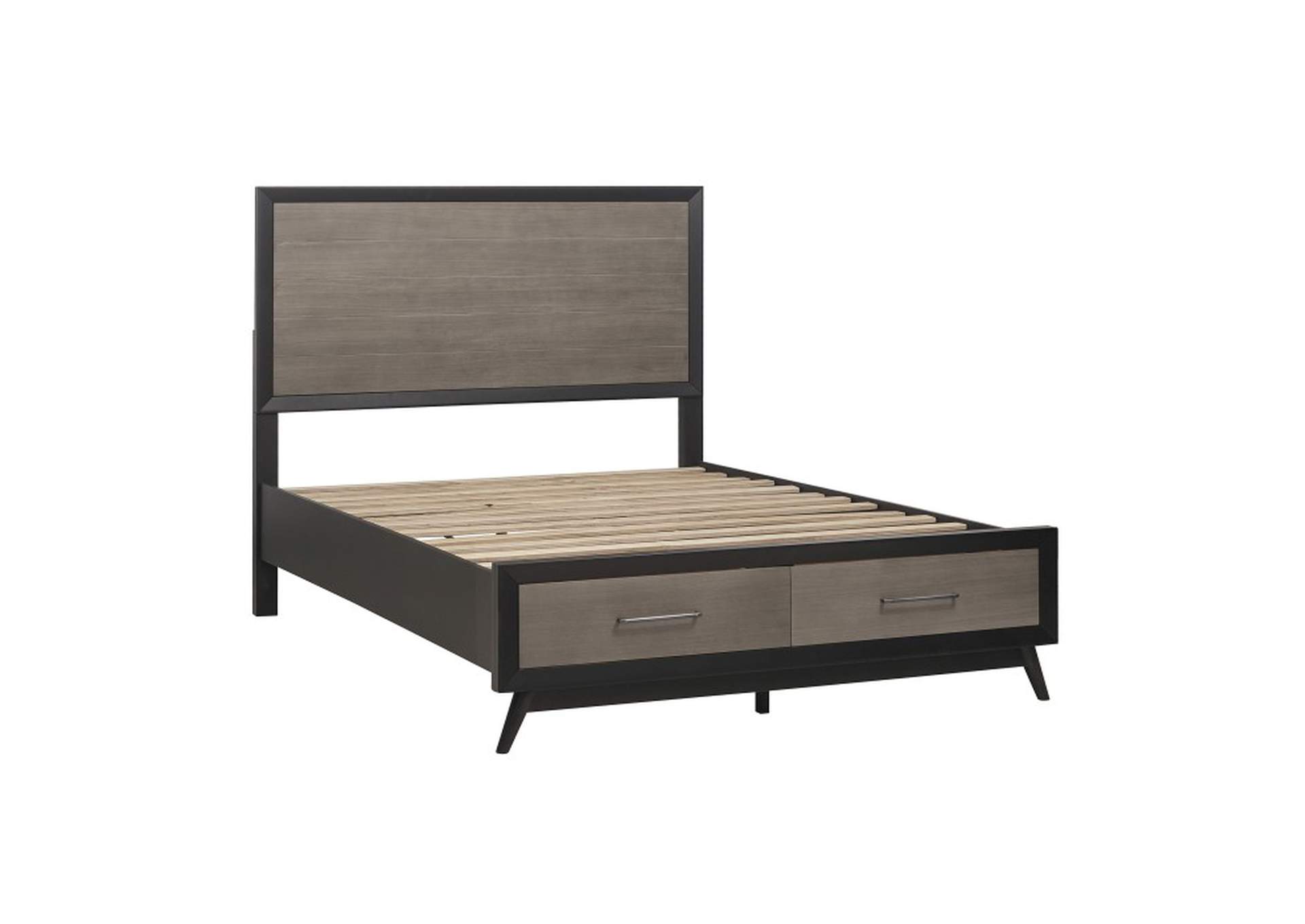 Raku Queen Platform Bed with Footboard Storage image 4