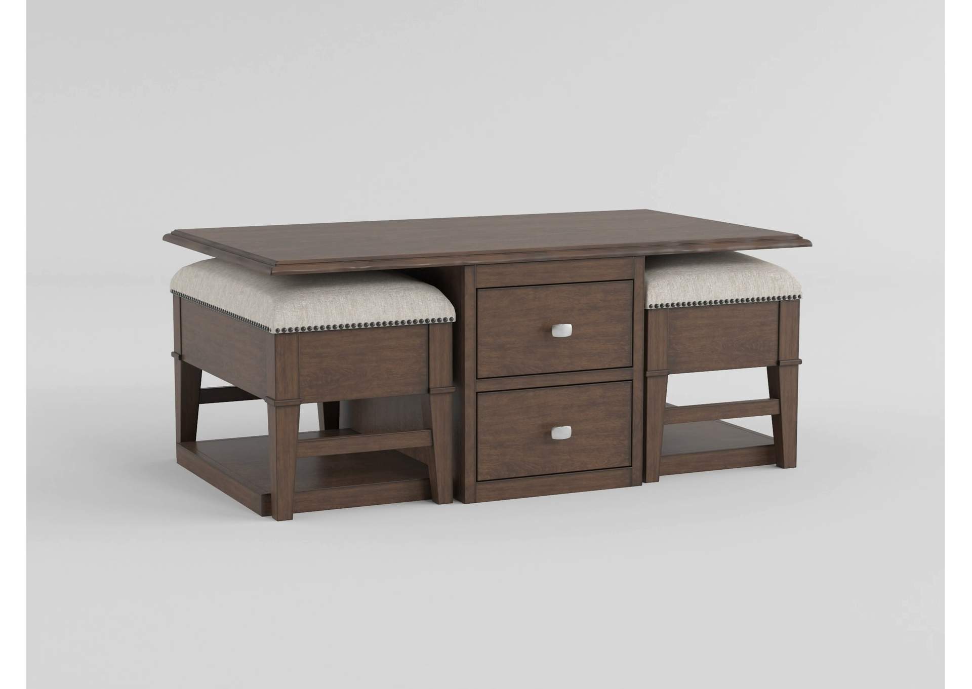 Claremore Cocktail Table with two Ottomans image 1