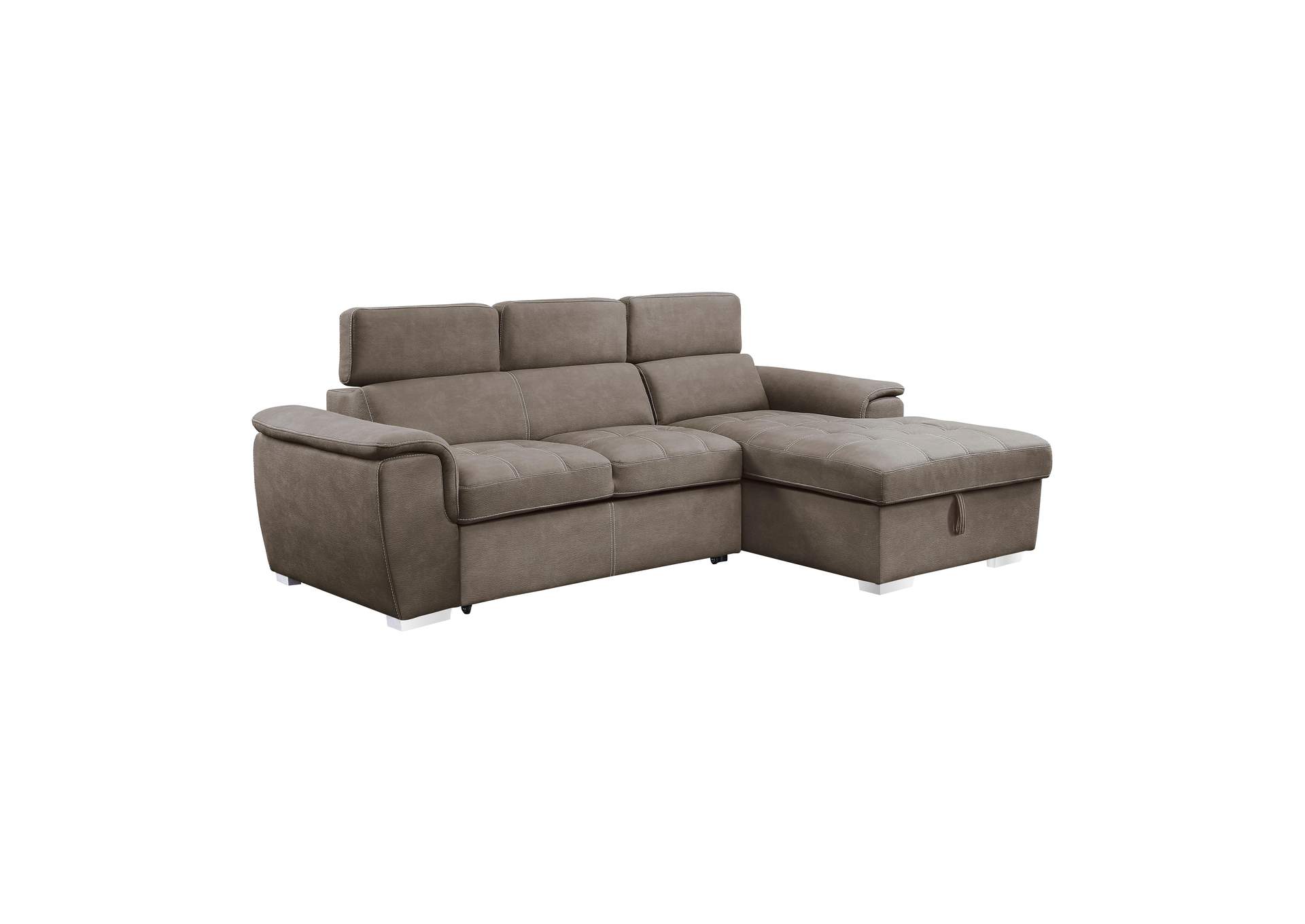 Ferriday 2-Piece Sectional with Adjustable Headrests, Pull-out Bed and Right Chaise with Hidden Storage image 5