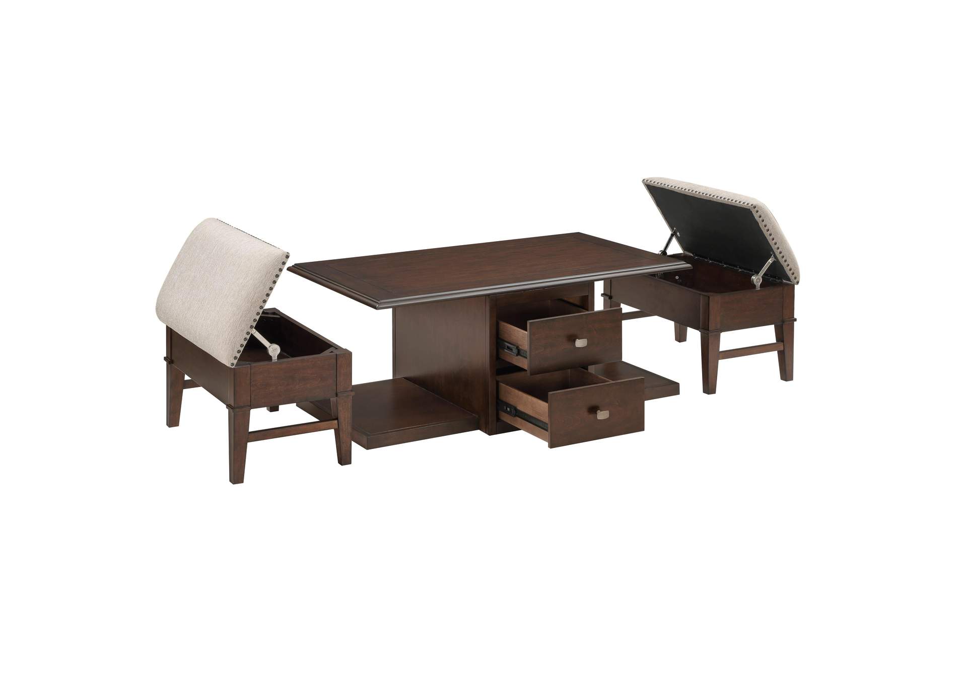 Claremore Cocktail Table with Two Ottomans image 7