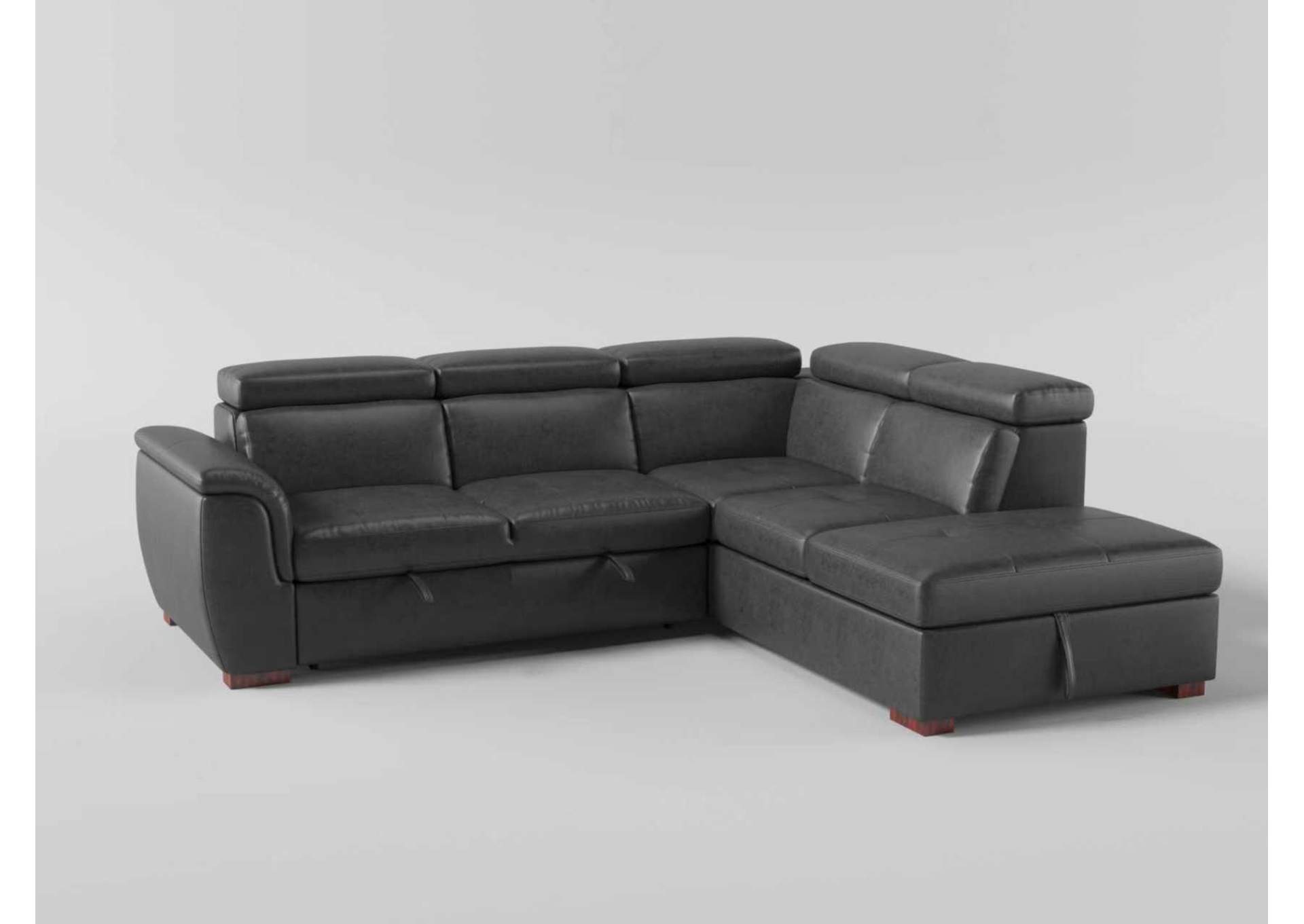 Barre 2-Piece Sectional with Pull-out Bed and Right Chaise with Hidden Storage, Adjustable Headrests image 10