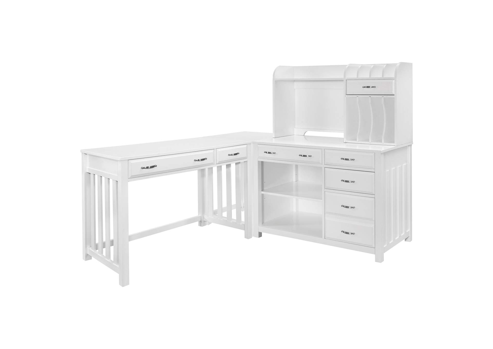 Blanche 4pc Corner Desk (Desk+Corner+Credenza+Hutch) image 1
