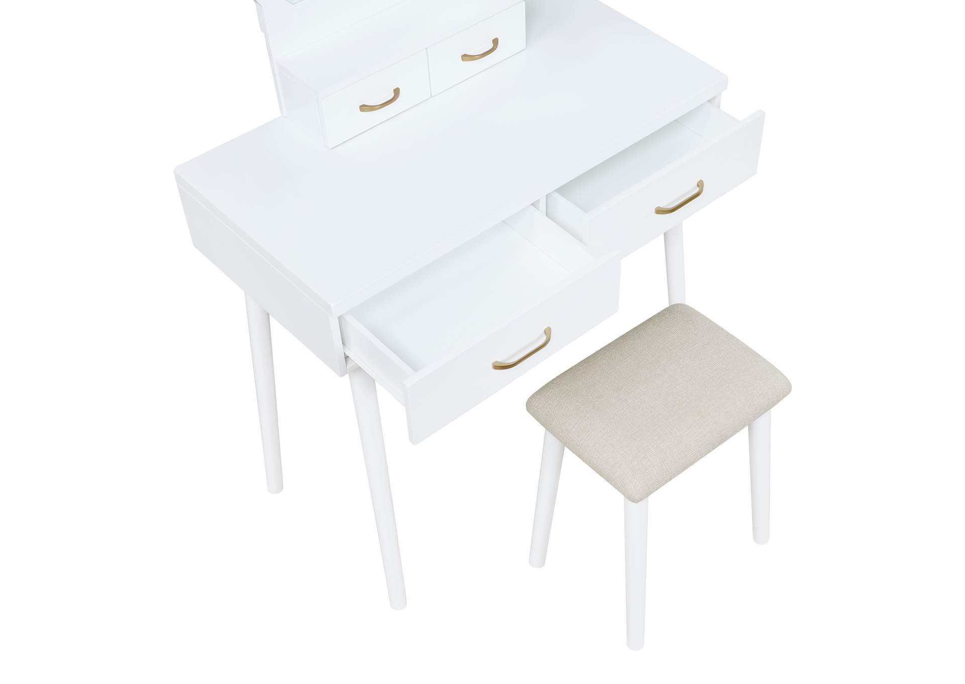 Vanity Dresser with Mirror and Stool image 5