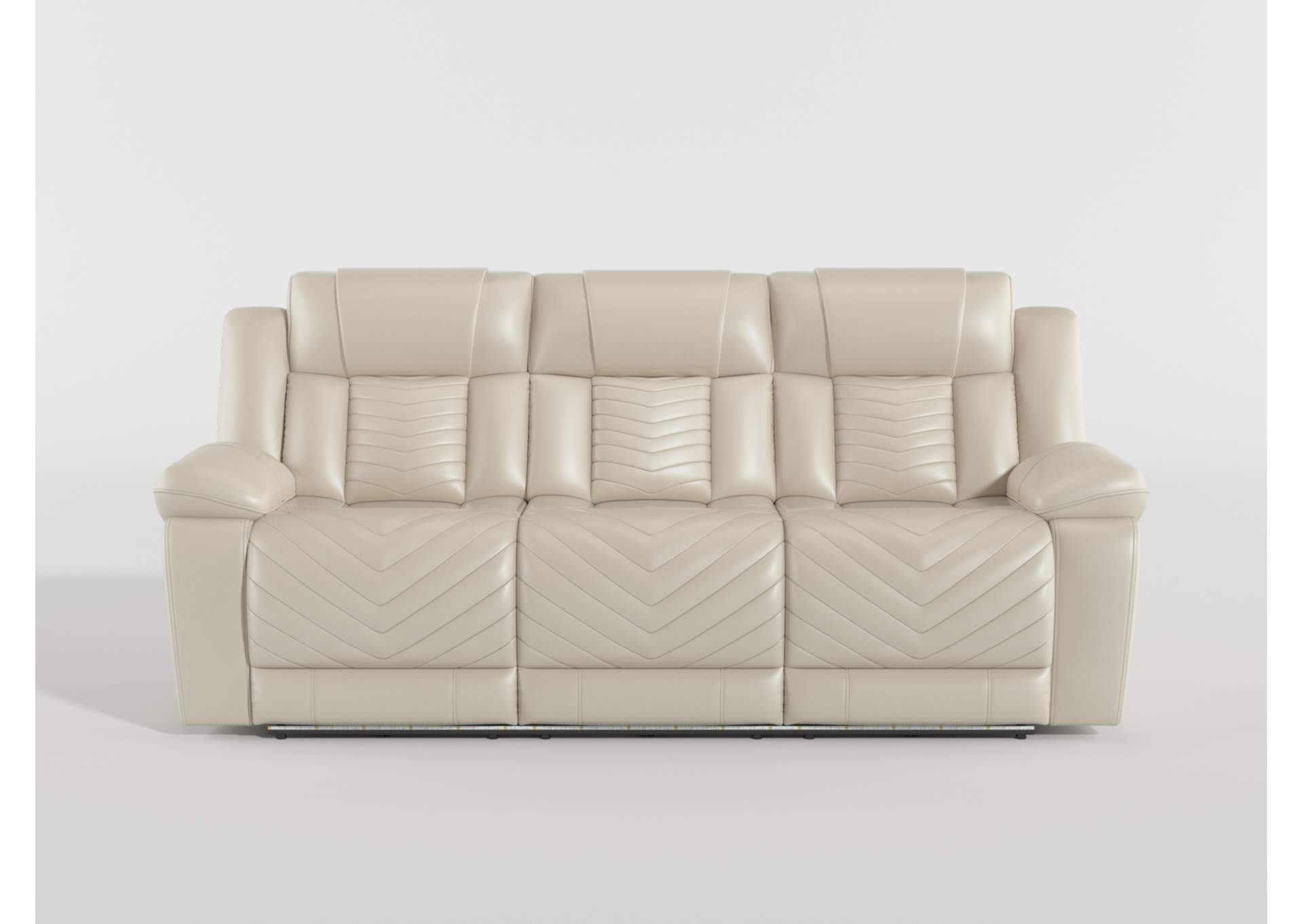 Power Double Reclining Sofa with Center Drop-Down Cup Holders, Wireless Charger, Magazine Bag, LED and Charging Ports image 1