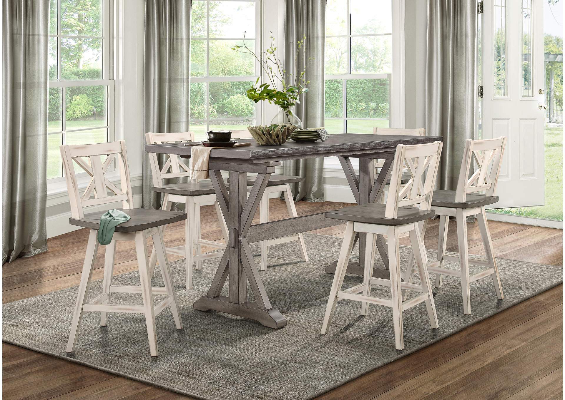 Amsonia Swivel Counter Height Chair, White image 9