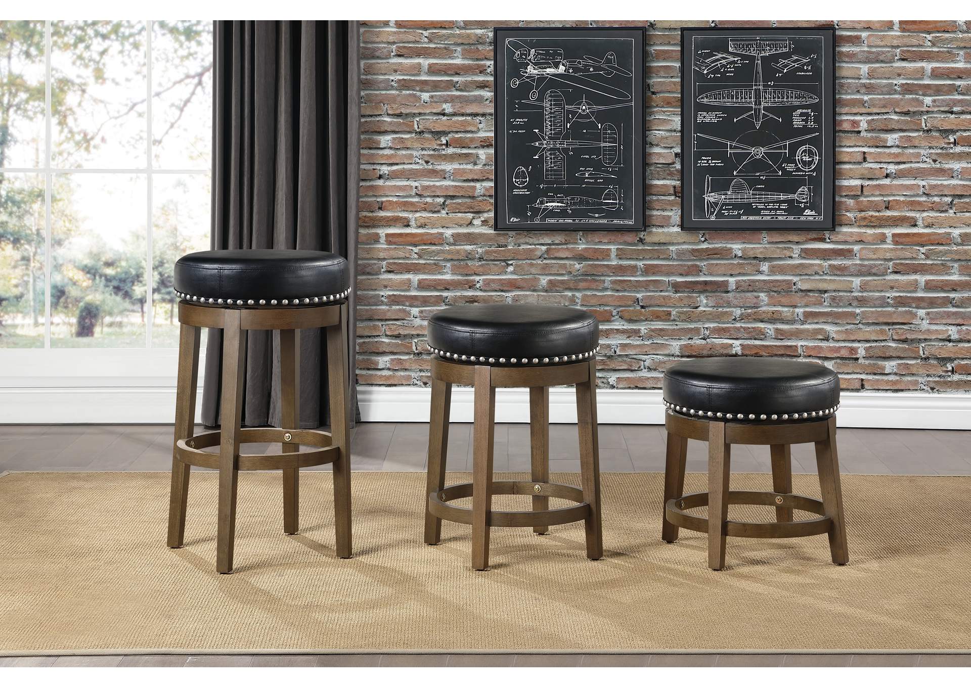 Westby Round Swivel Pub Height Stool, Black image 3