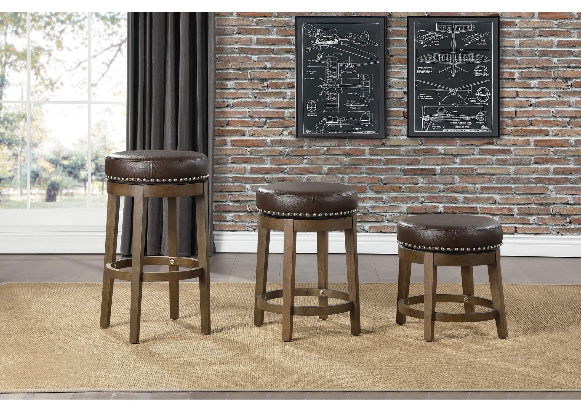 Westby Round Swivel Counter Height Stool, Brown image 3