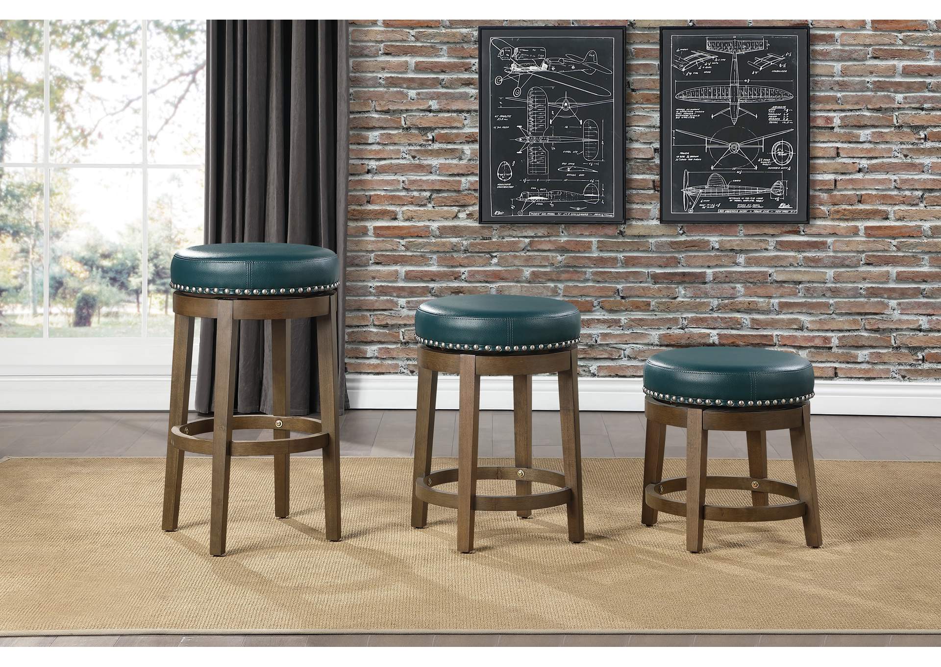 Westby Round Swivel Stool, Green image 3