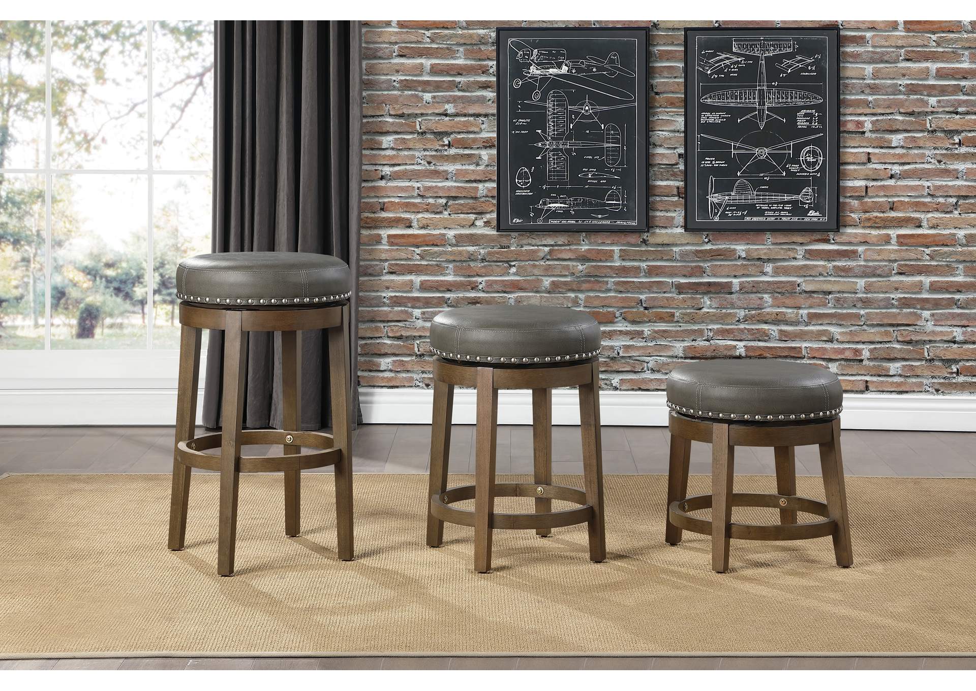 Westby Round Swivel Stool, Gray image 3