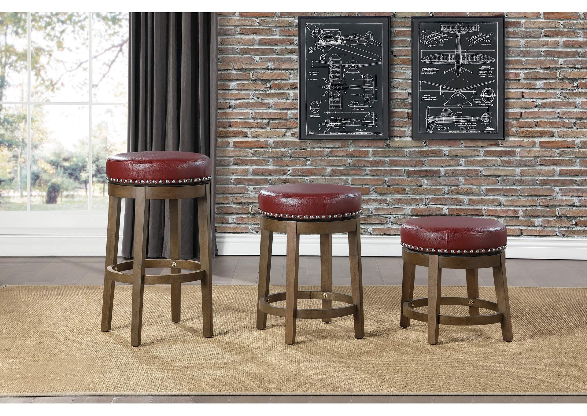Westby Round Swivel Counter Height Stool, Red image 3