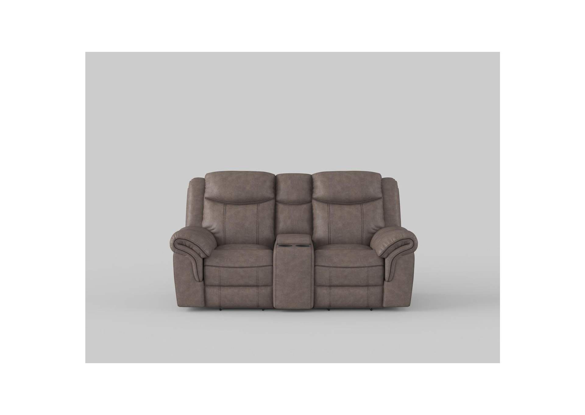 Aram Double Glider Reclining Love Seat with Center Console, Receptacles and USB Ports image 4