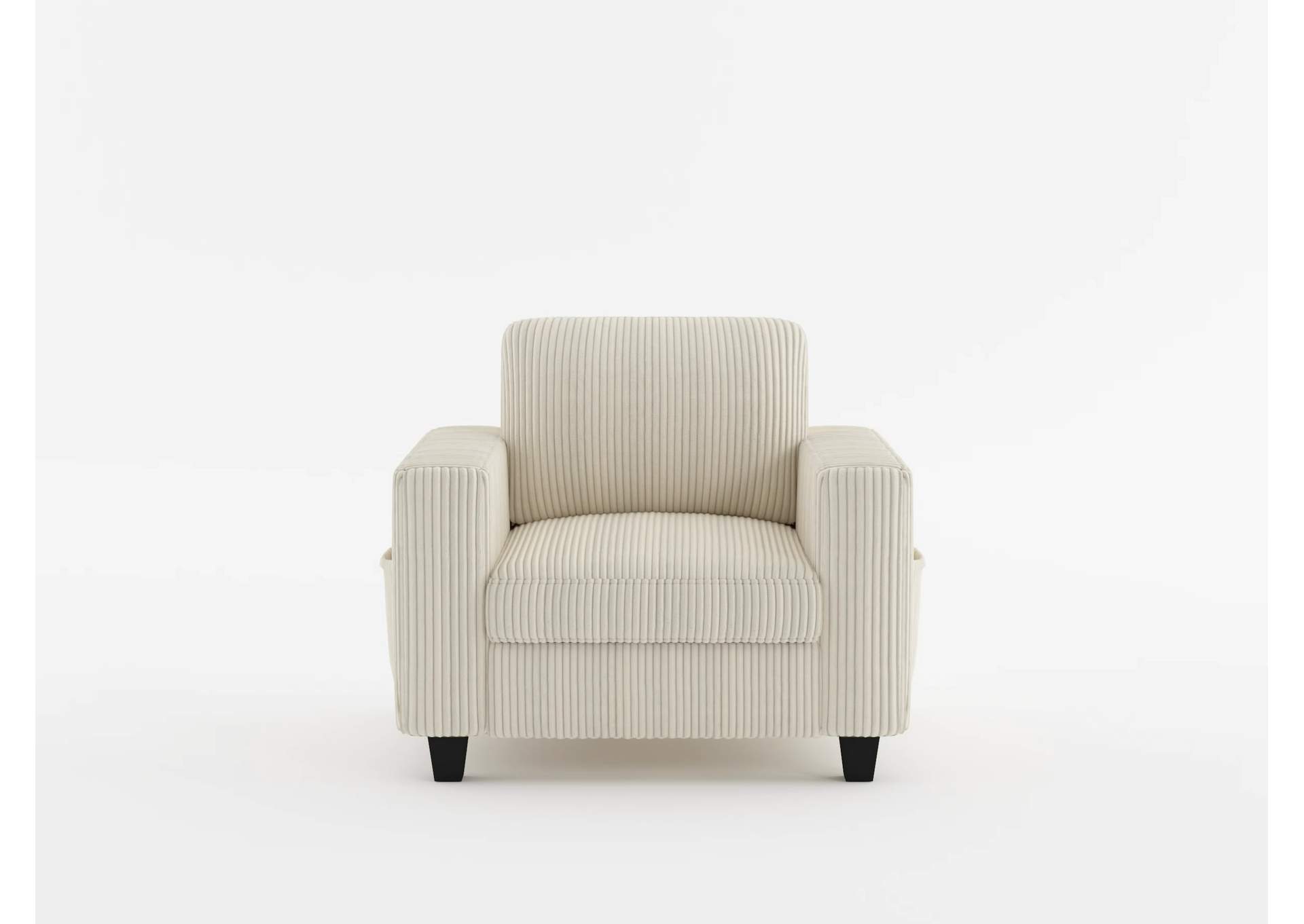 Chair with Storage Pouches and Charging Ports