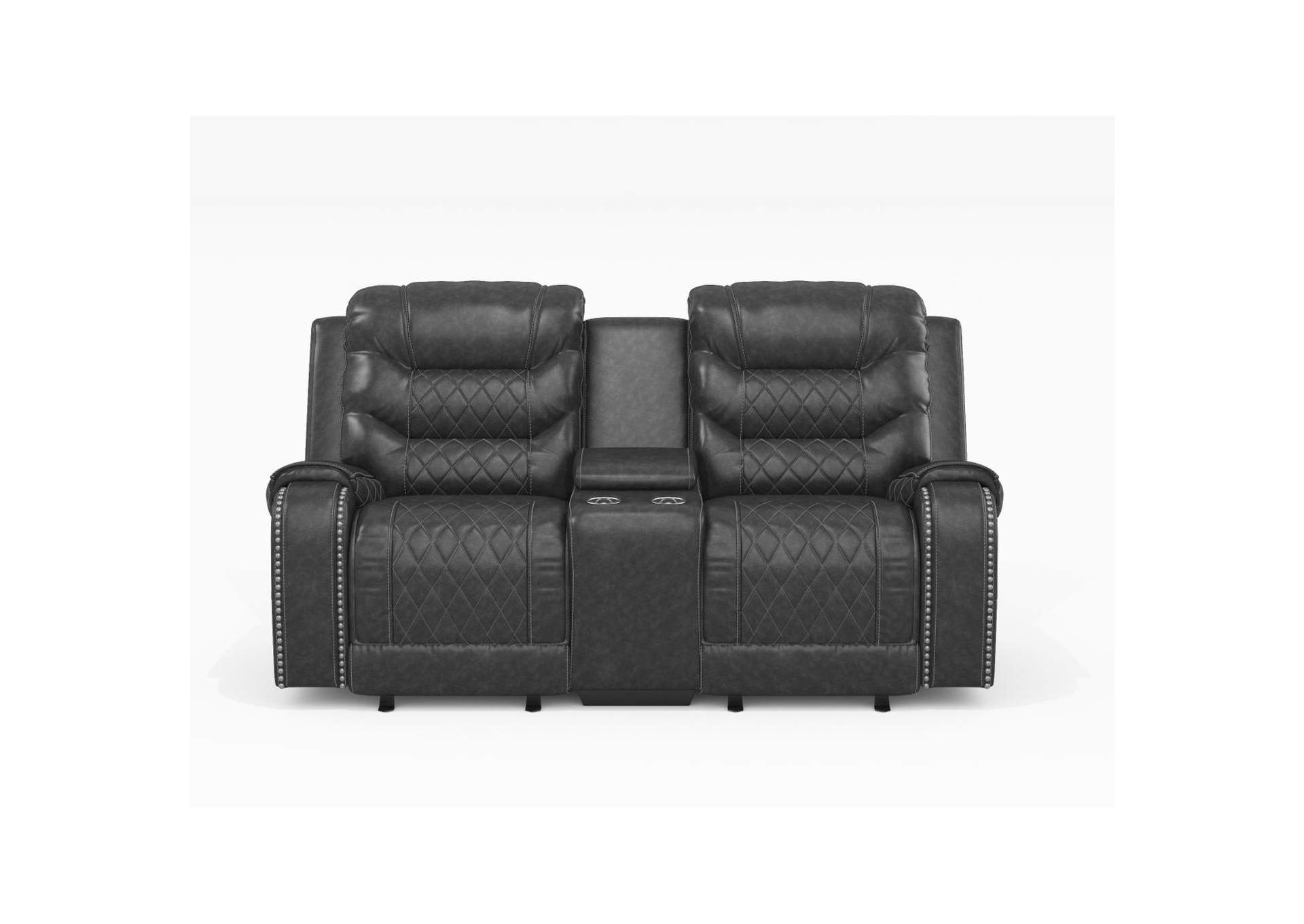 Putnam Double Glider Reclining Love Seat with Center Console, Receptacles and USB Port image 9