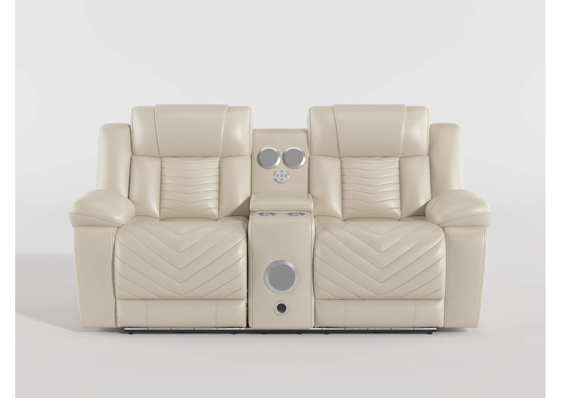Huron Power Double Reclining Love Seat with Center Console, Wireless Speakers, LED and Charging Ports image 6