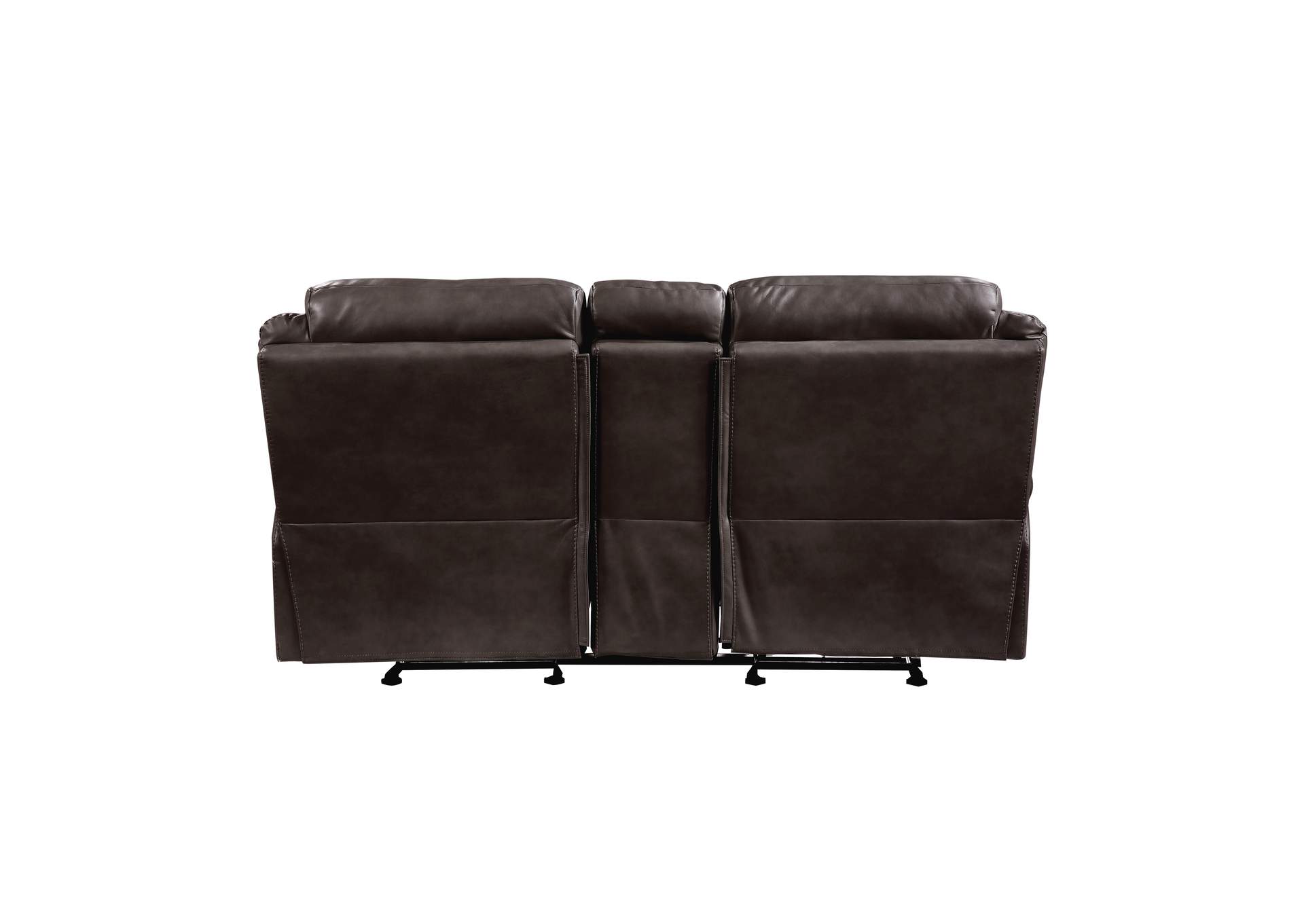 Aram Double Glider Reclining Love Seat with Center Console, Receptacles and USB Ports image 3
