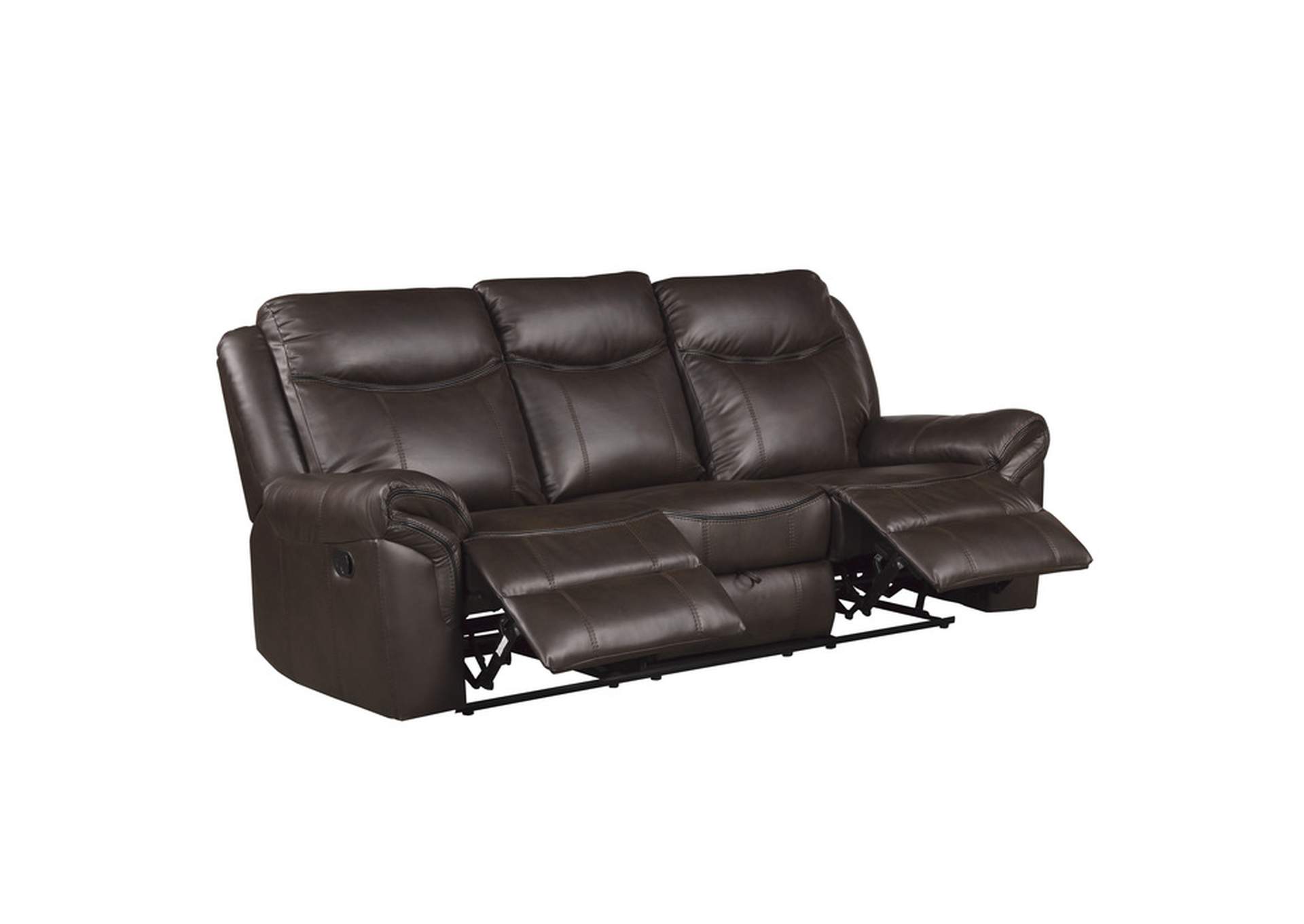 Aram Double Reclining Sofa with Center Drop-Down Cup Holders, Receptacles, Hidden Drawer and USB Ports