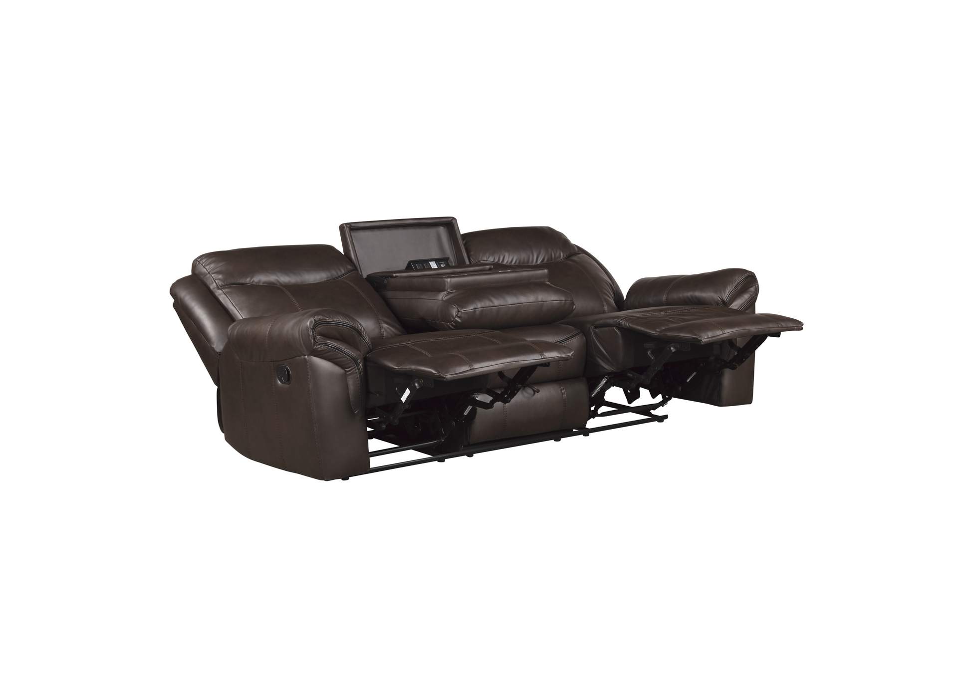Aram Double Reclining Sofa with Center Drop-Down Cup Holders, Receptacles, Hidden Drawer and USB Ports image 11