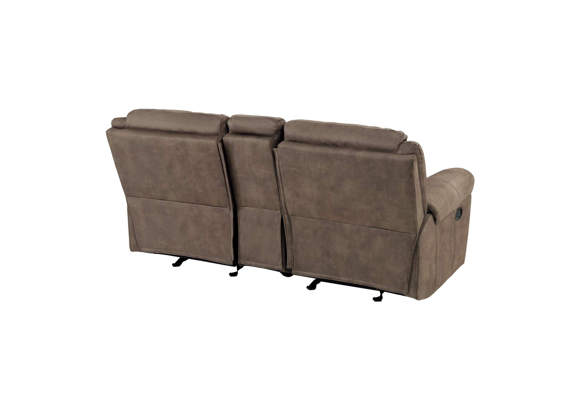 Aram Double Glider Reclining Love Seat with Center Console, Receptacles and USB Ports image 3