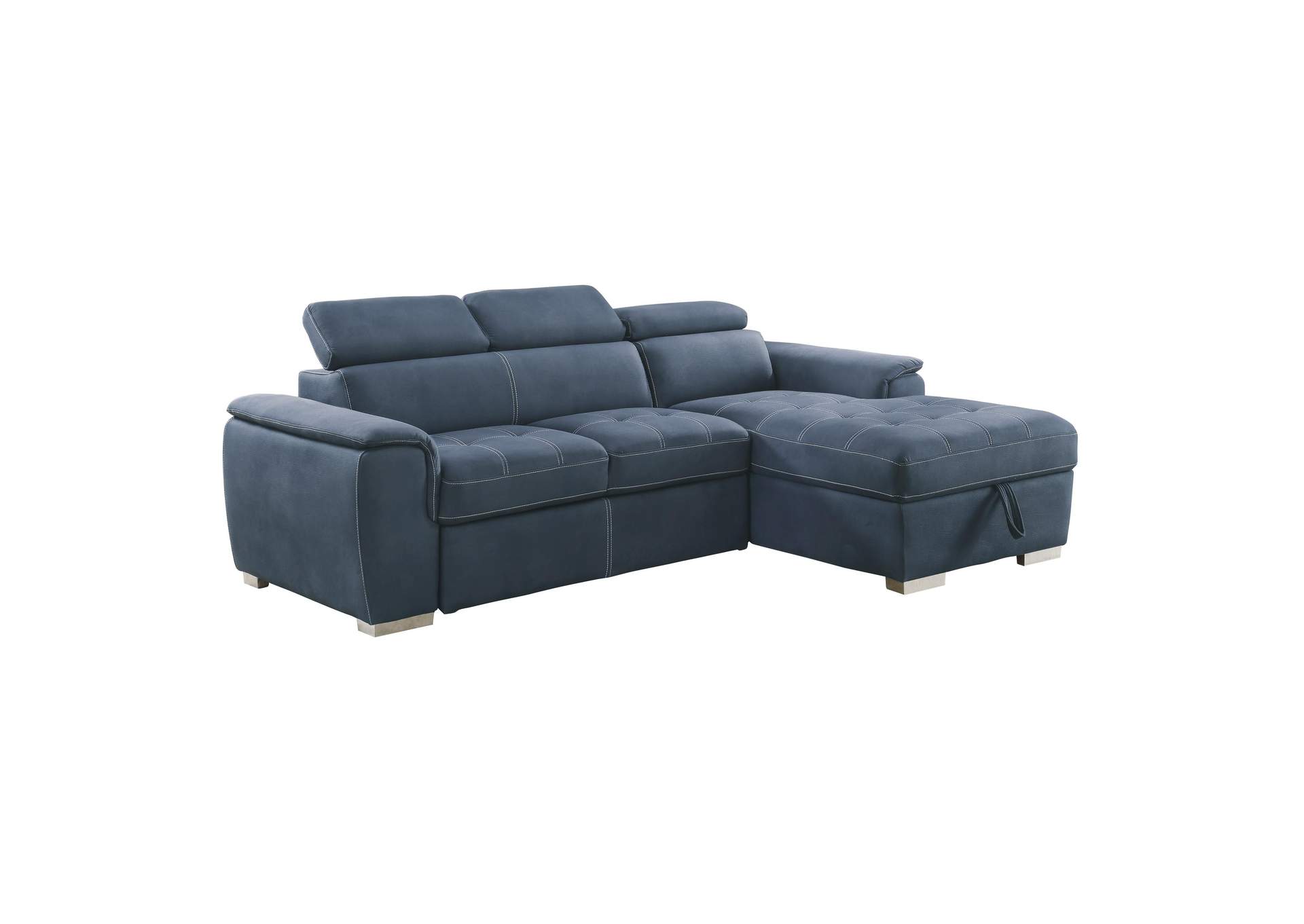 Ferriday 2-Piece Sectional with Adjustable Headrests, Pull-out Bed and Right Chaise with Hidden Storage image 4