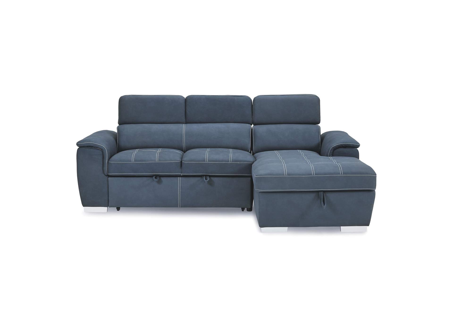 Ferriday 2-Piece Sectional with Adjustable Headrests, Pull-out Bed and Right Chaise with Hidden Storage image 1