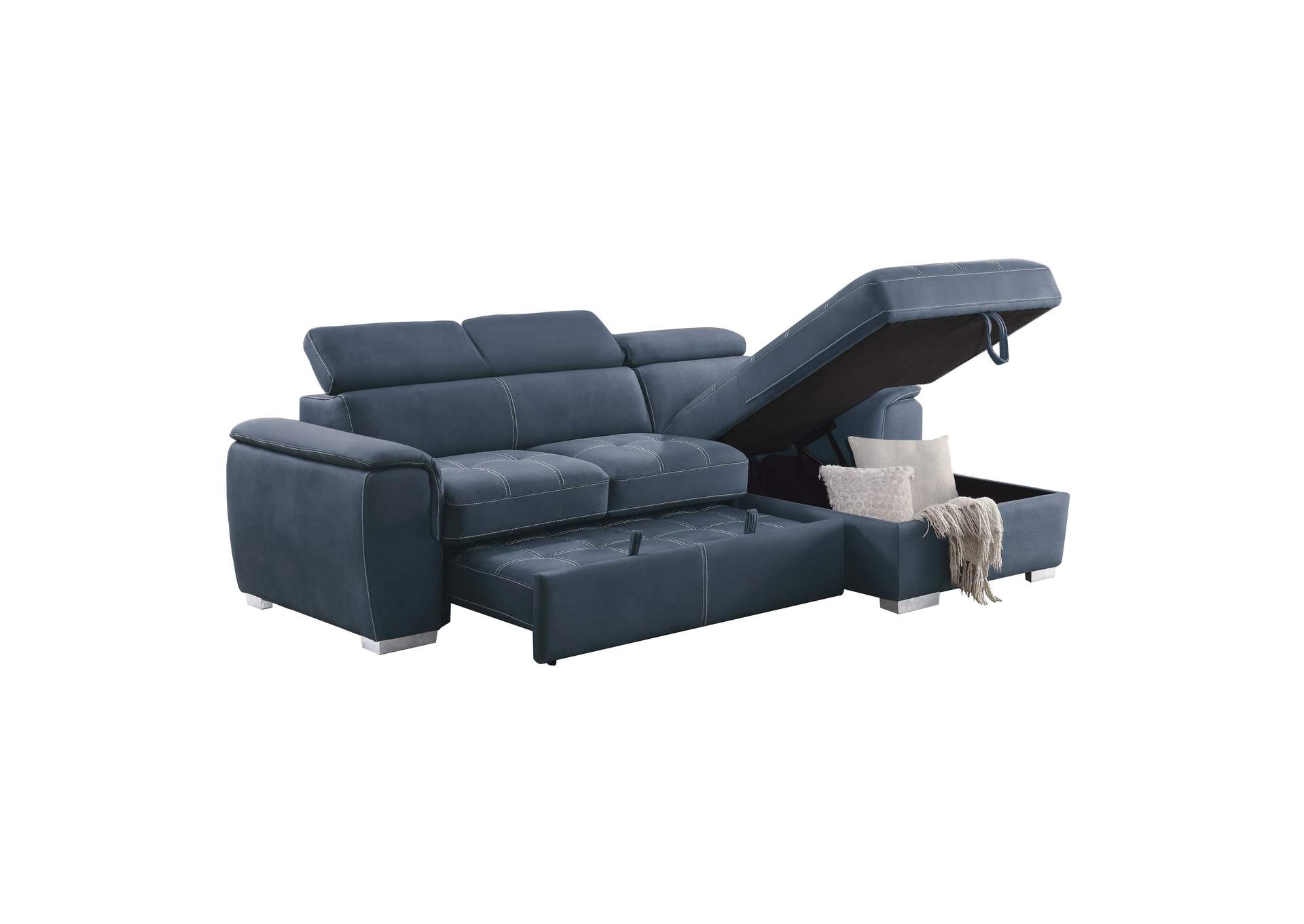 Ferriday 2-Piece Sectional with Adjustable Headrests, Pull-out Bed and Right Chaise with Hidden Storage image 6