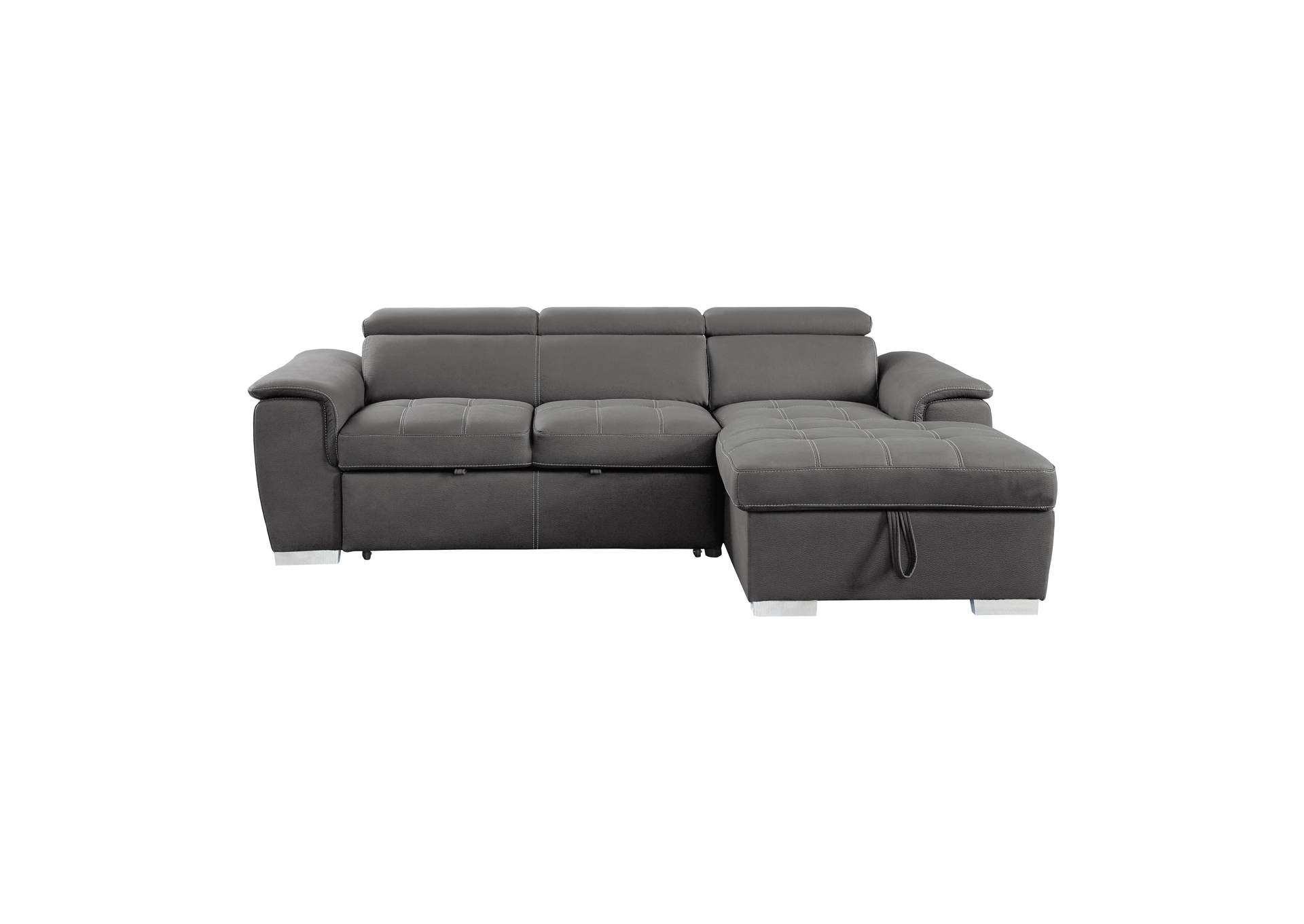 Ferriday 2-Piece Sectional with Adjustable Headrests, Pull-out Bed and Right Chaise with Hidden Storage image 1