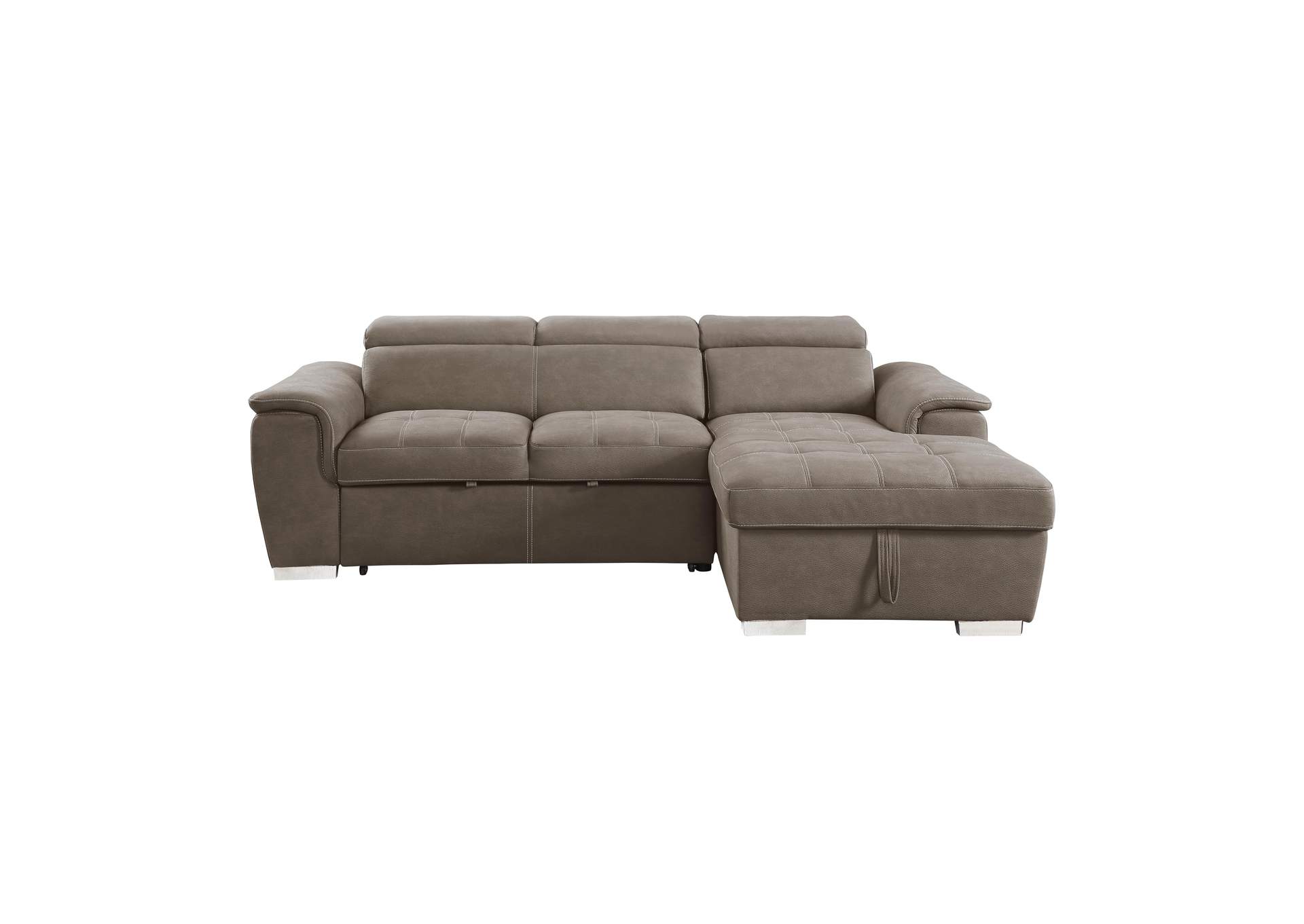 Ferriday 2-Piece Sectional with Adjustable Headrests, Pull-out Bed and Right Chaise with Hidden Storage image 4