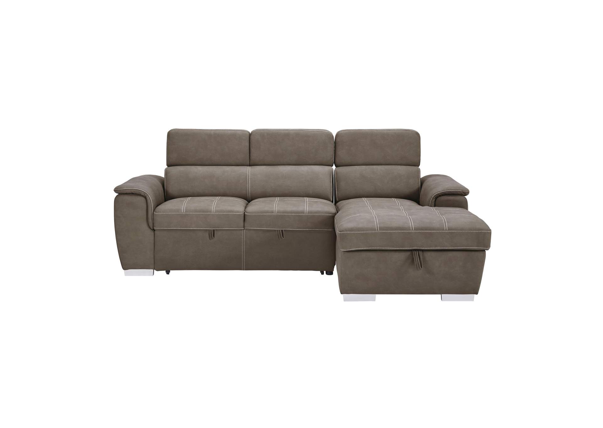Ferriday 2-Piece Sectional with Adjustable Headrests, Pull-out Bed and Right Chaise with Hidden Storage image 1