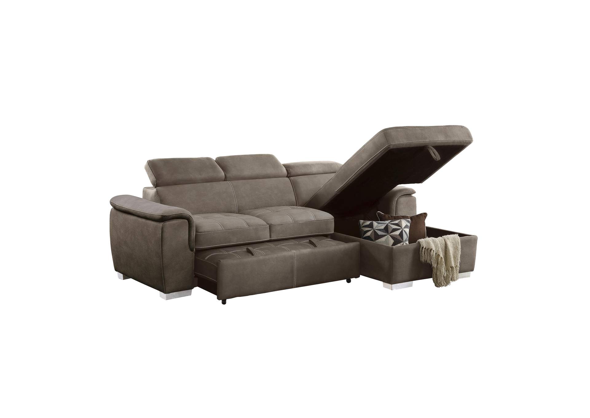 Ferriday 2-Piece Sectional with Adjustable Headrests, Pull-out Bed and Right Chaise with Hidden Storage image 8