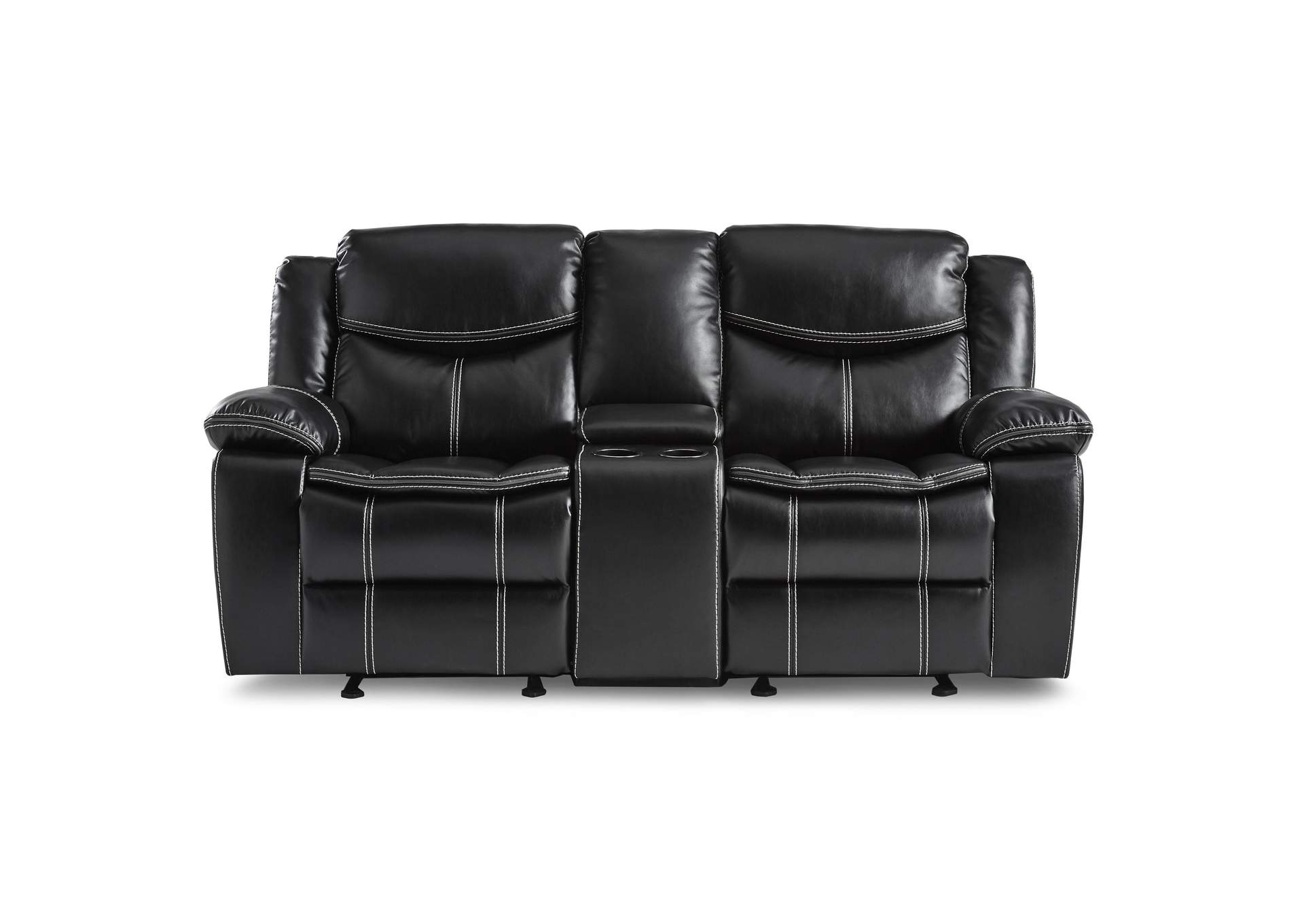 Bastrop Double Glider Reclining Love Seat with Center Console image 1