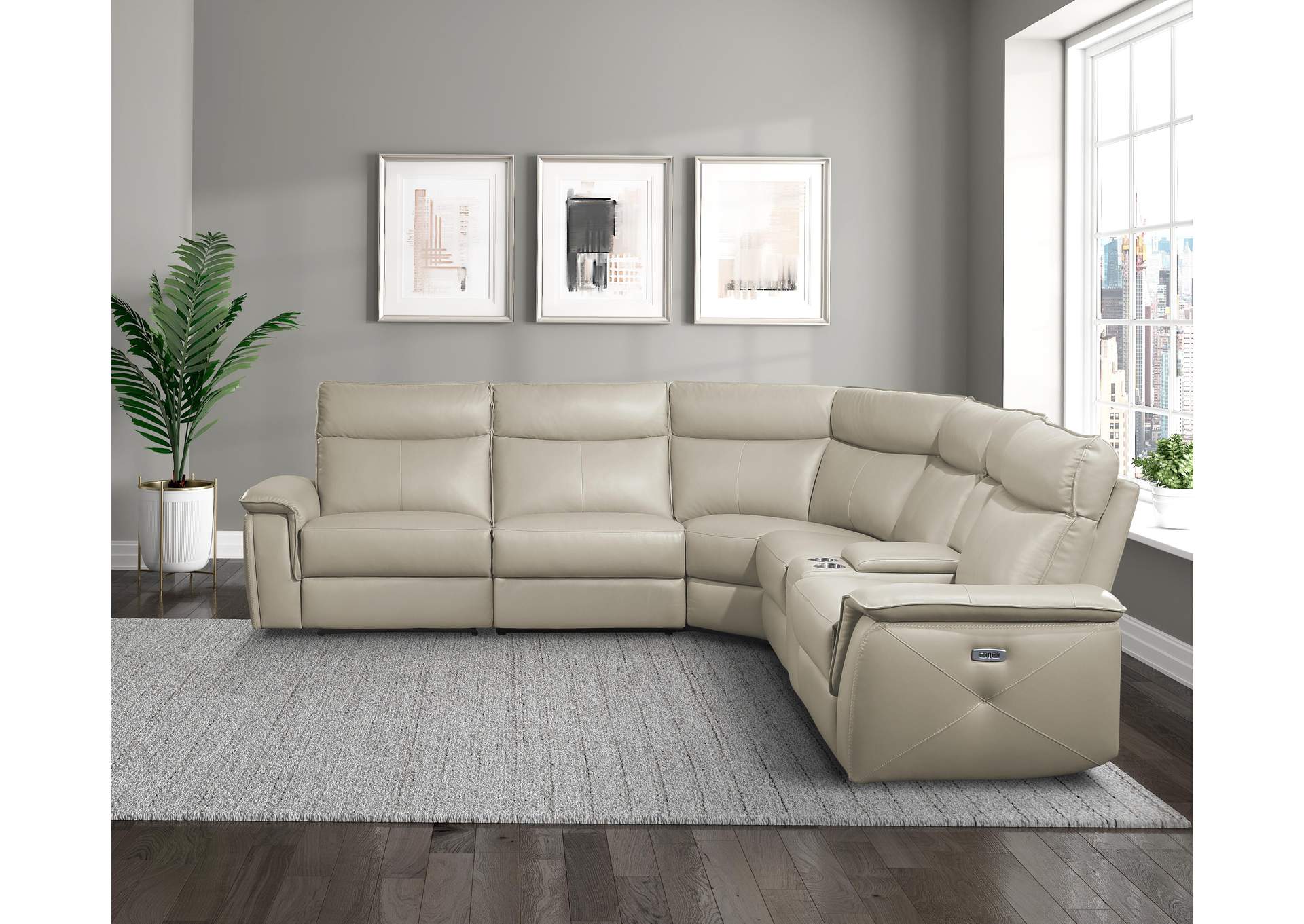 Maroni 6-Piece Modular Power Reclining Sectional with Power Headrests image 7
